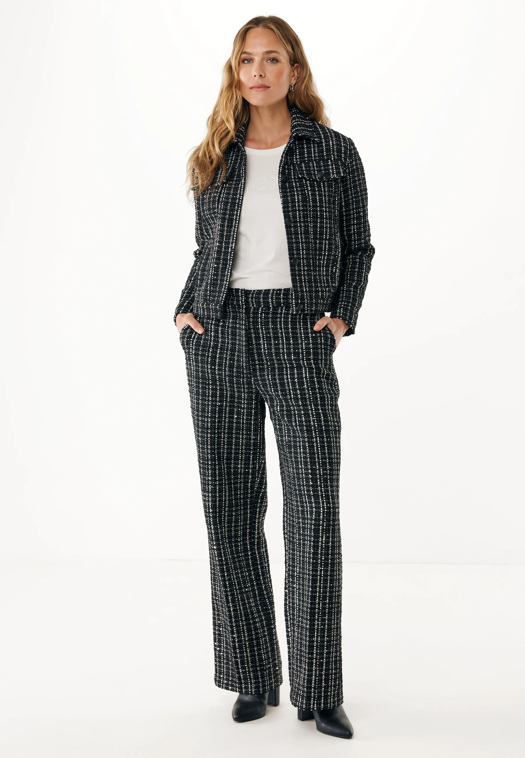 Mexx Women | Black blazer with tweed print