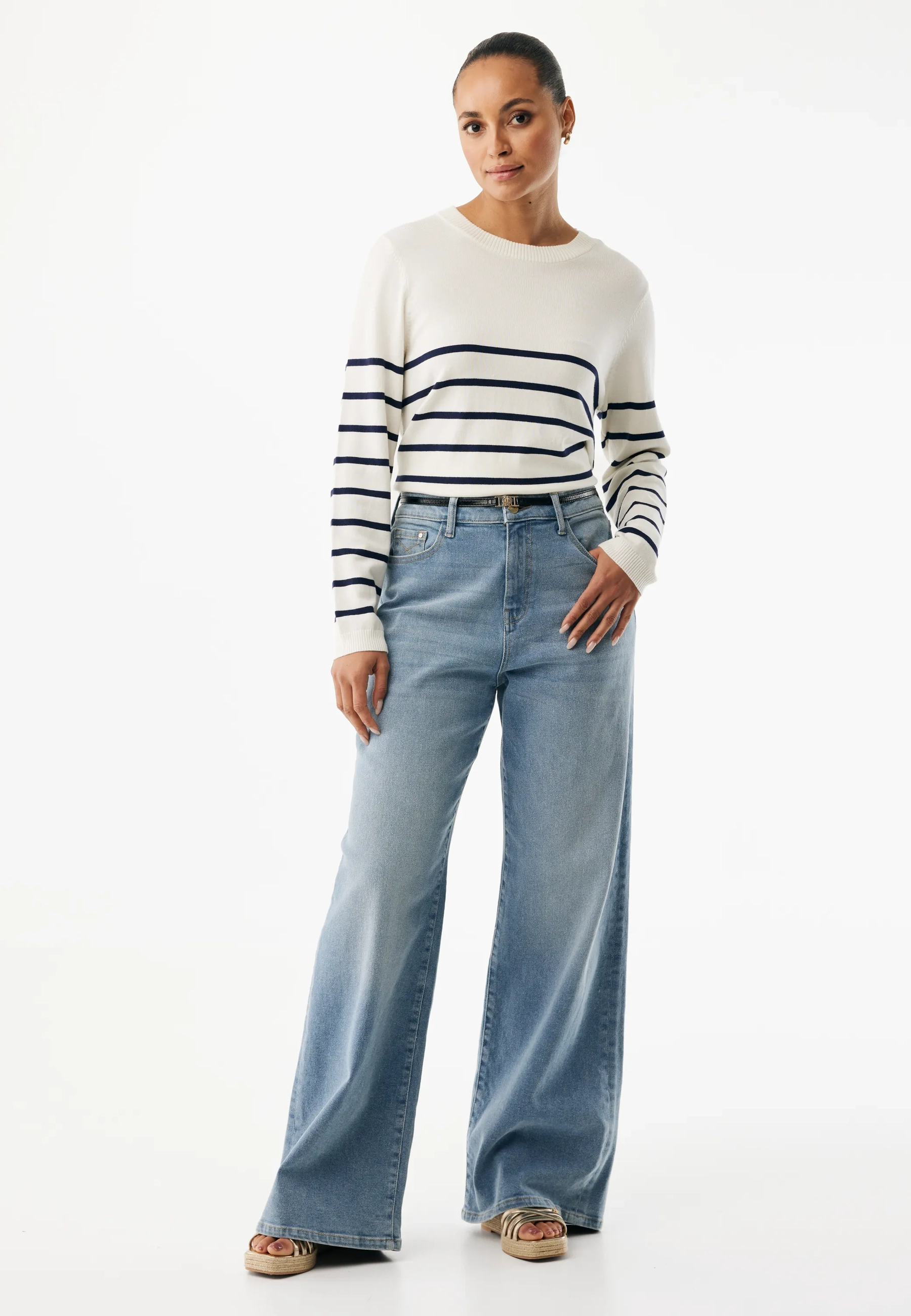 Aster Gestreepte Trui Off White