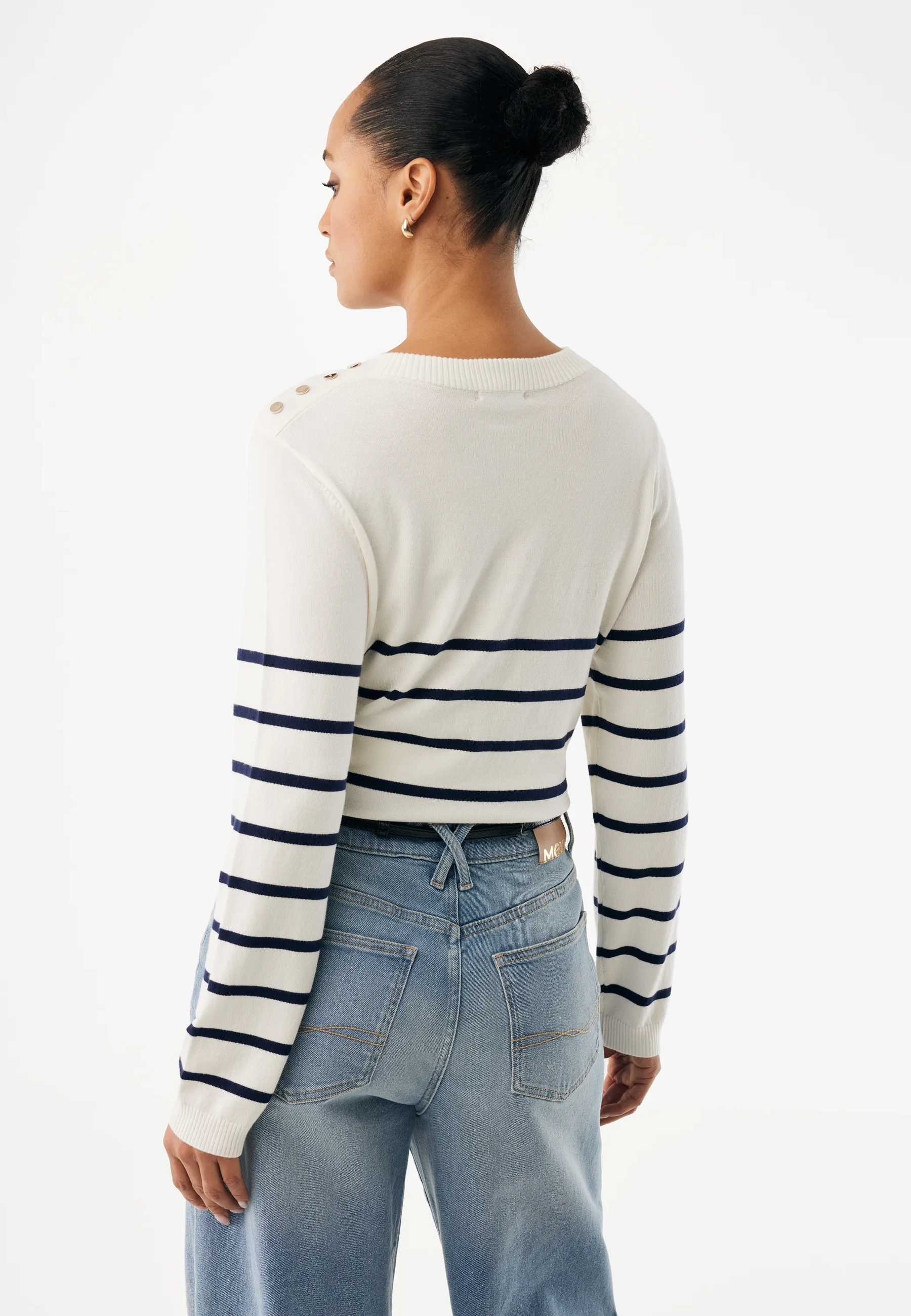 Aster Gestreepte Trui Off White