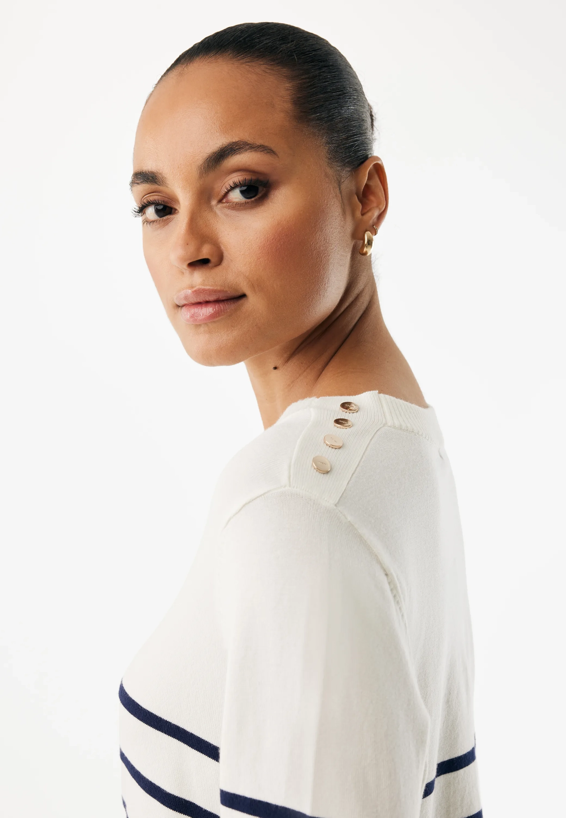 Aster Gestreepte Trui Off White