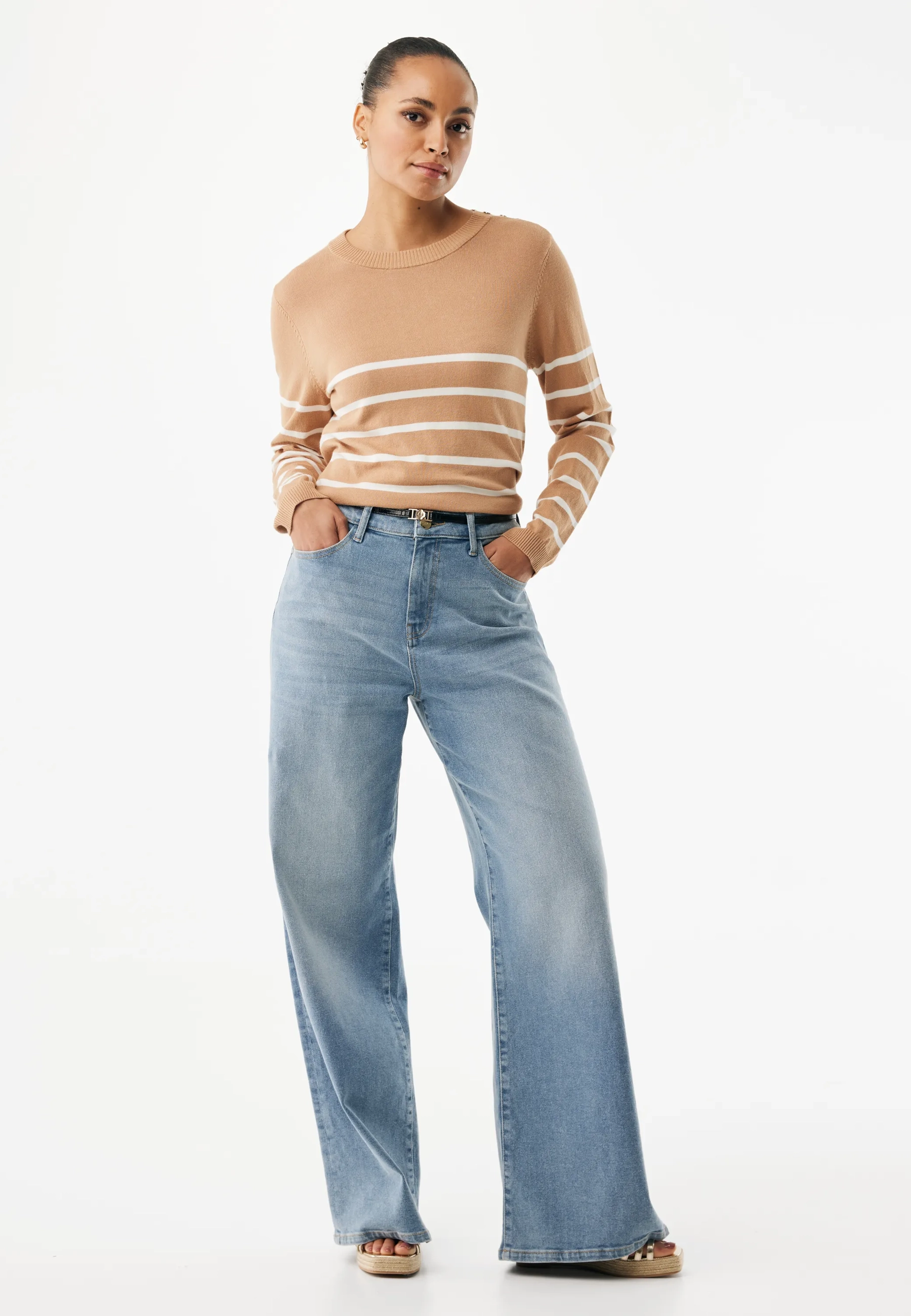 Aster Gestreepte Trui Tan