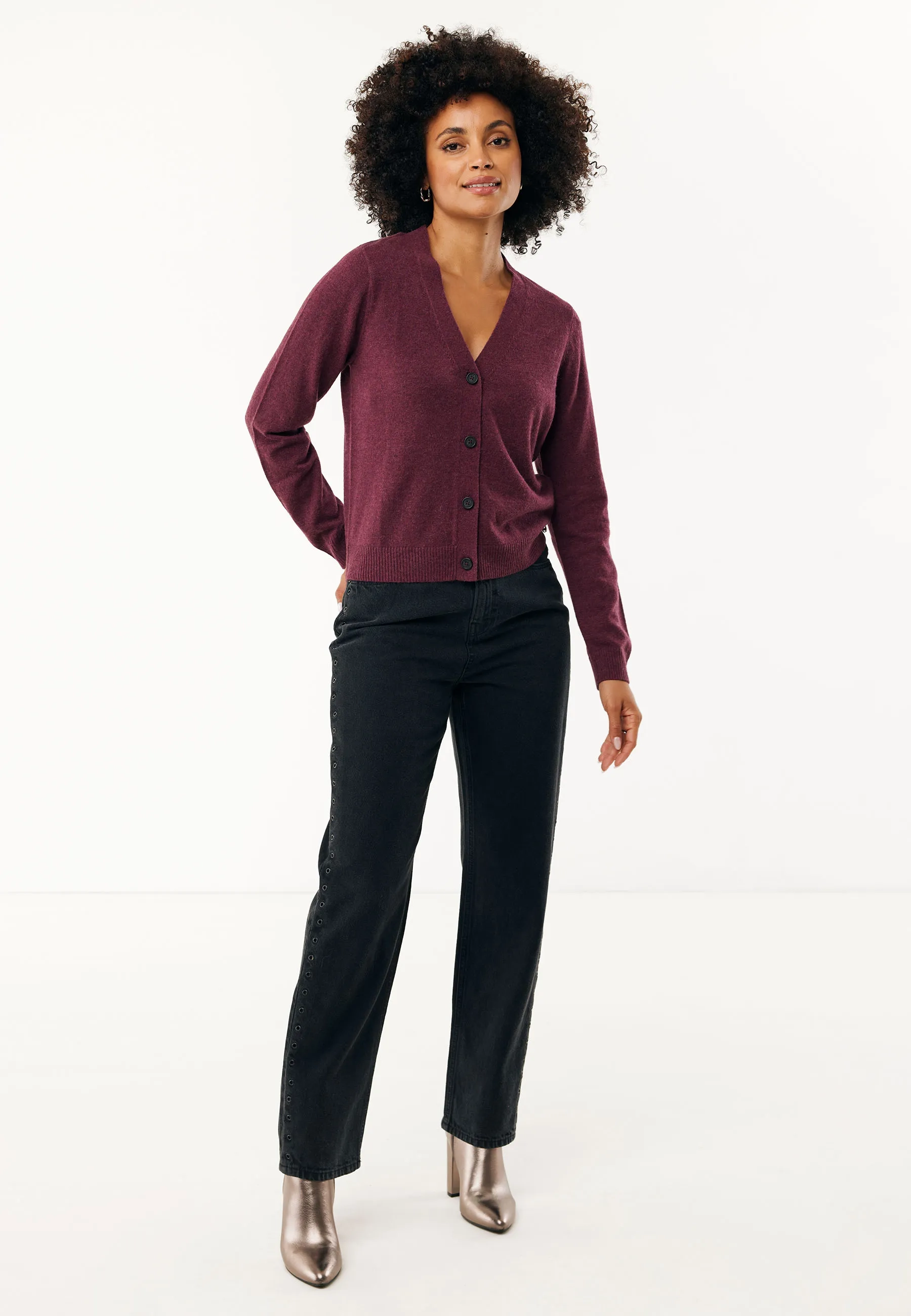 Aralia cashmere vest Donkerrood