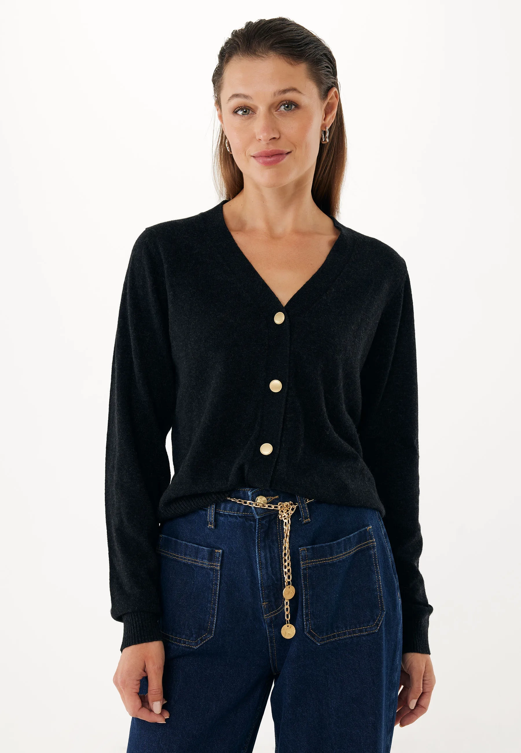 Aralia cashmere vest Zwart