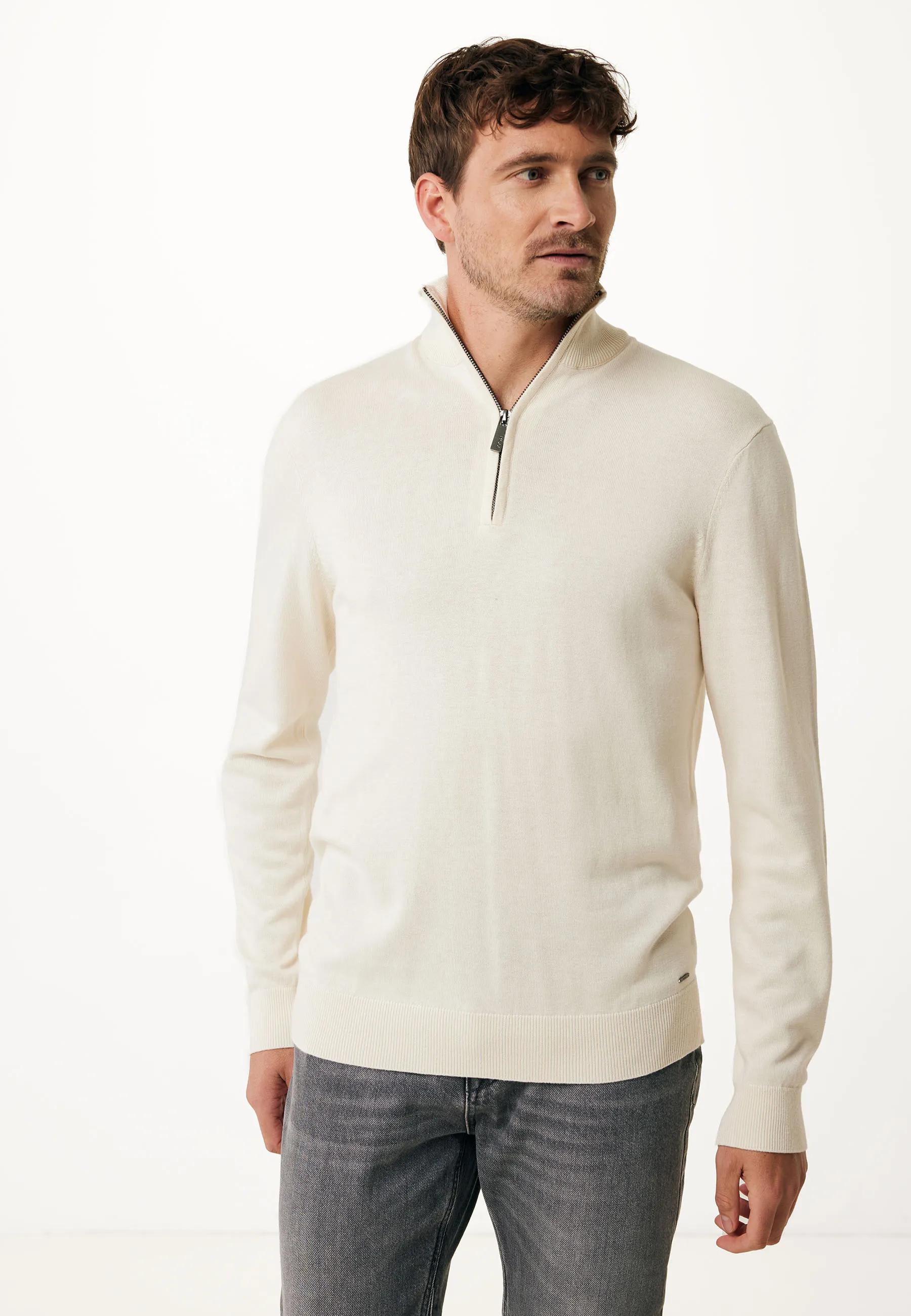 Mateo Premium Knit Sweater Half Zip Warm White