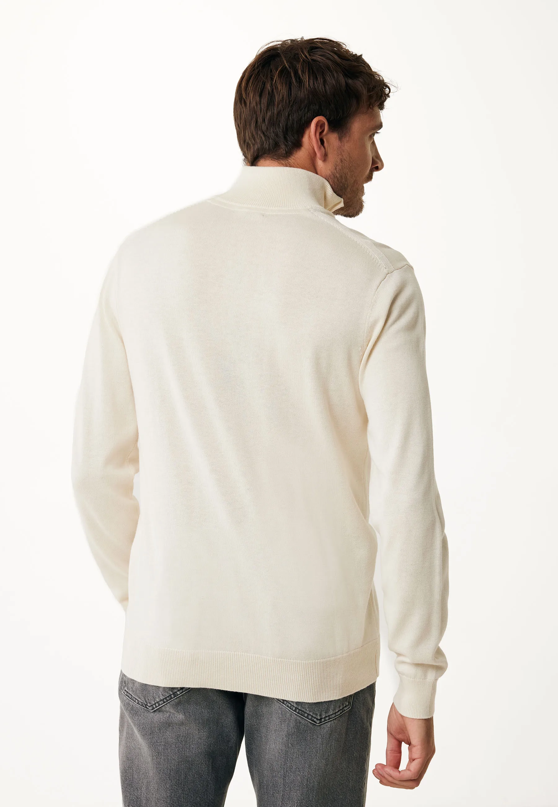 Mateo Premium gebreide trui halve rits Warm wit