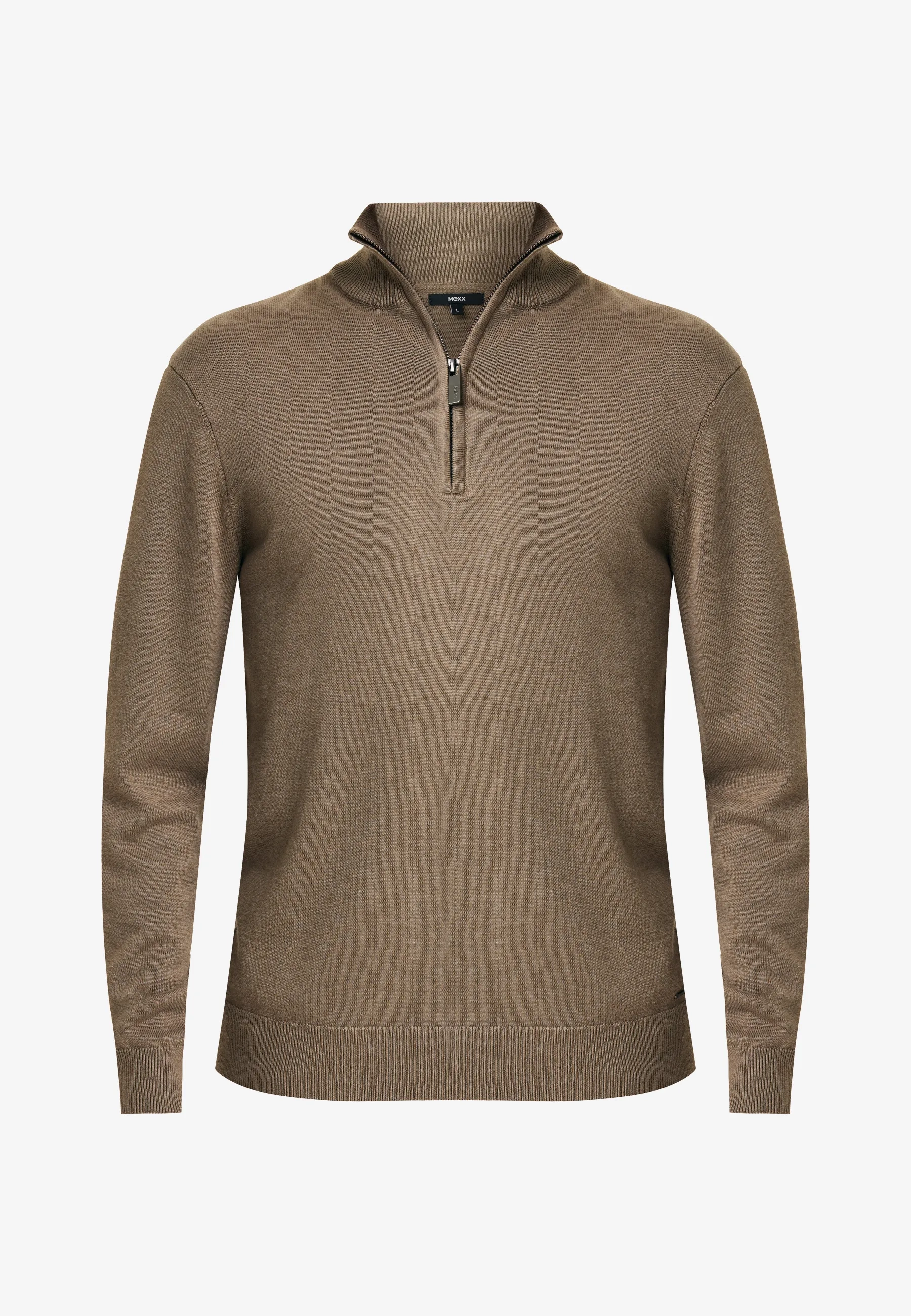 Mateo Premium gebreide trui halve rits Taupe