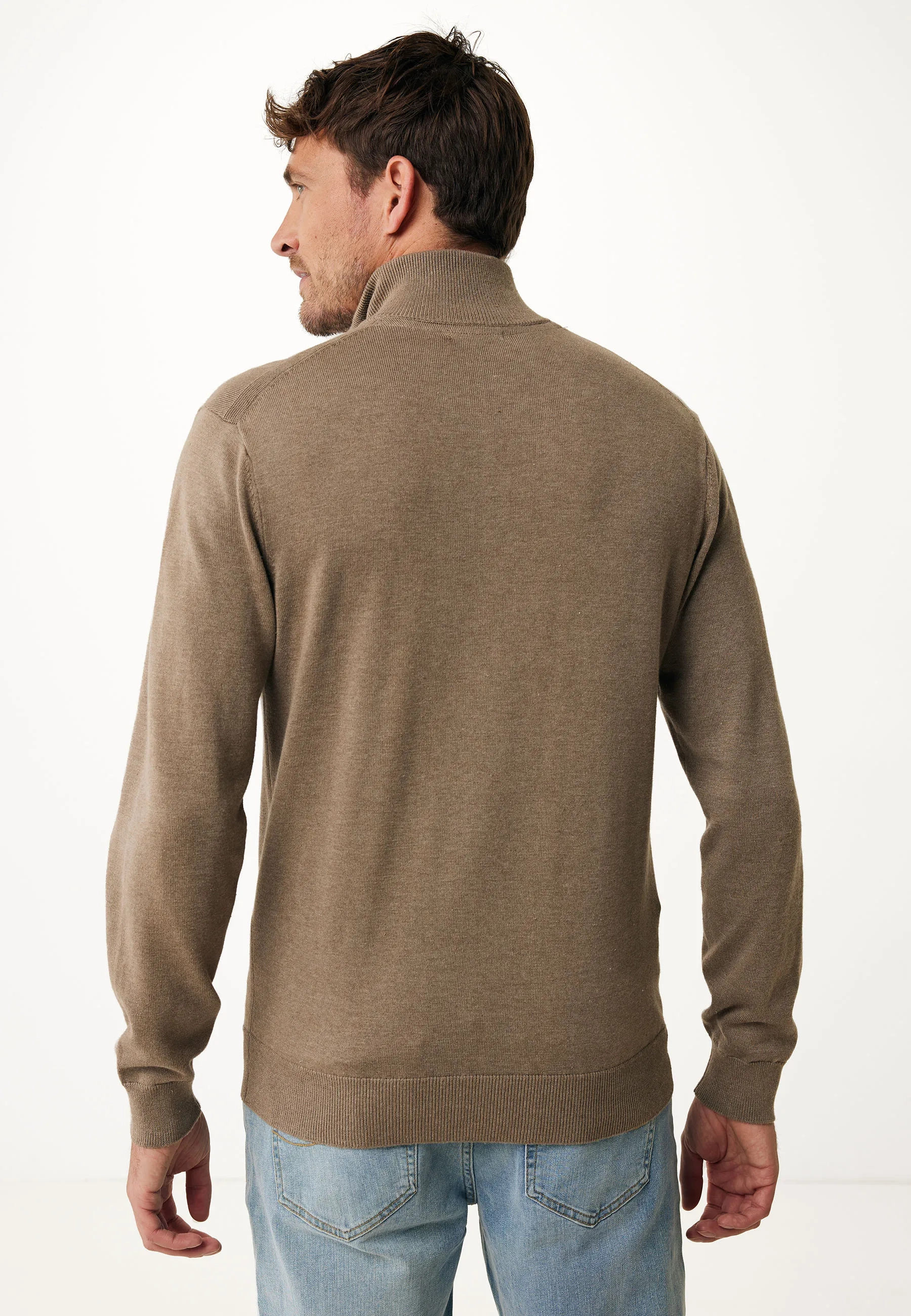 Mateo Premium gebreide trui halve rits Taupe