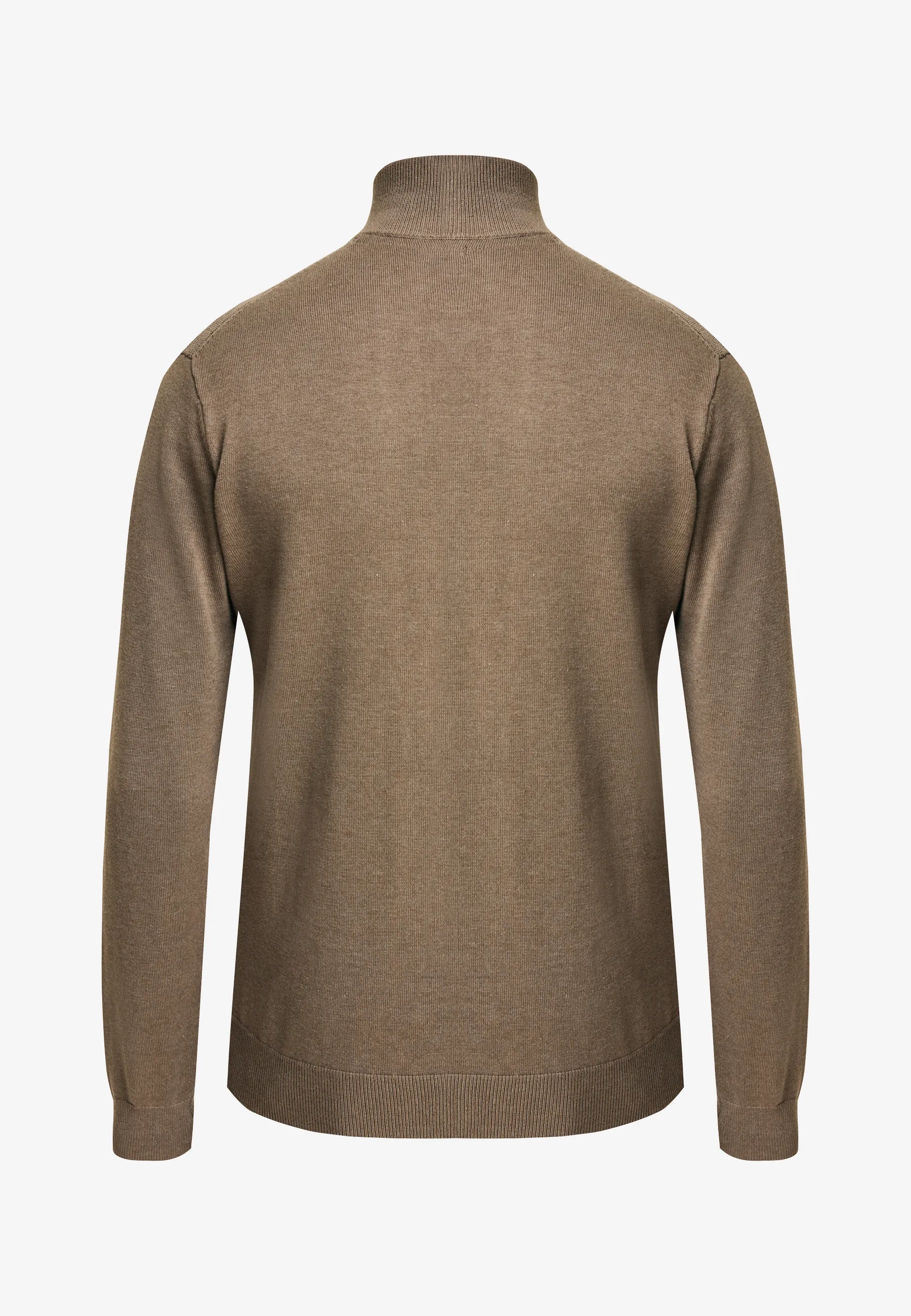 Mateo Premium gebreide trui halve rits Taupe