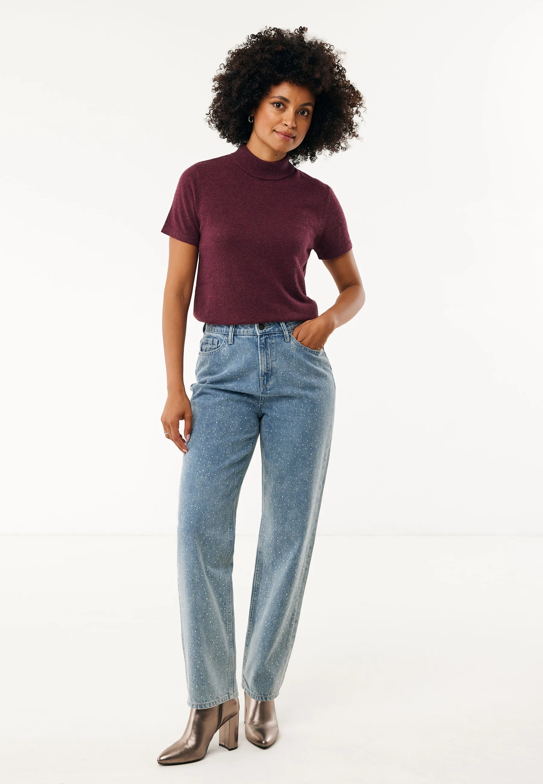 Mexx Women | Dark red mock neck sweater