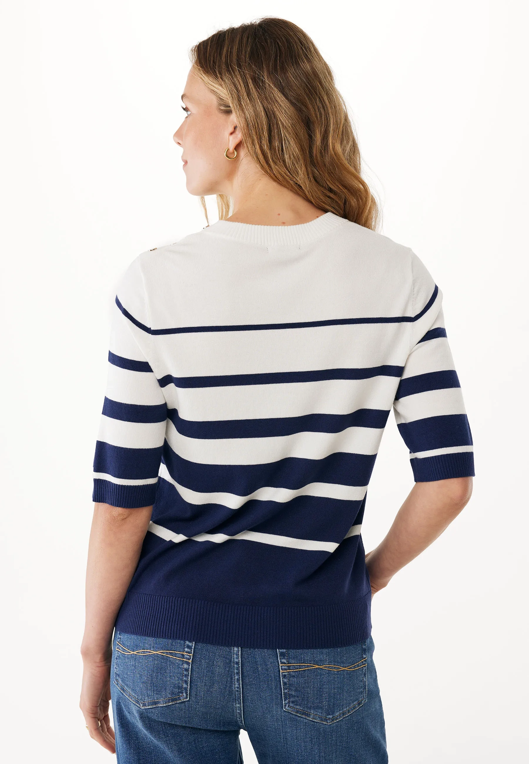 Aster gestreepte gebreide top Midnight blue