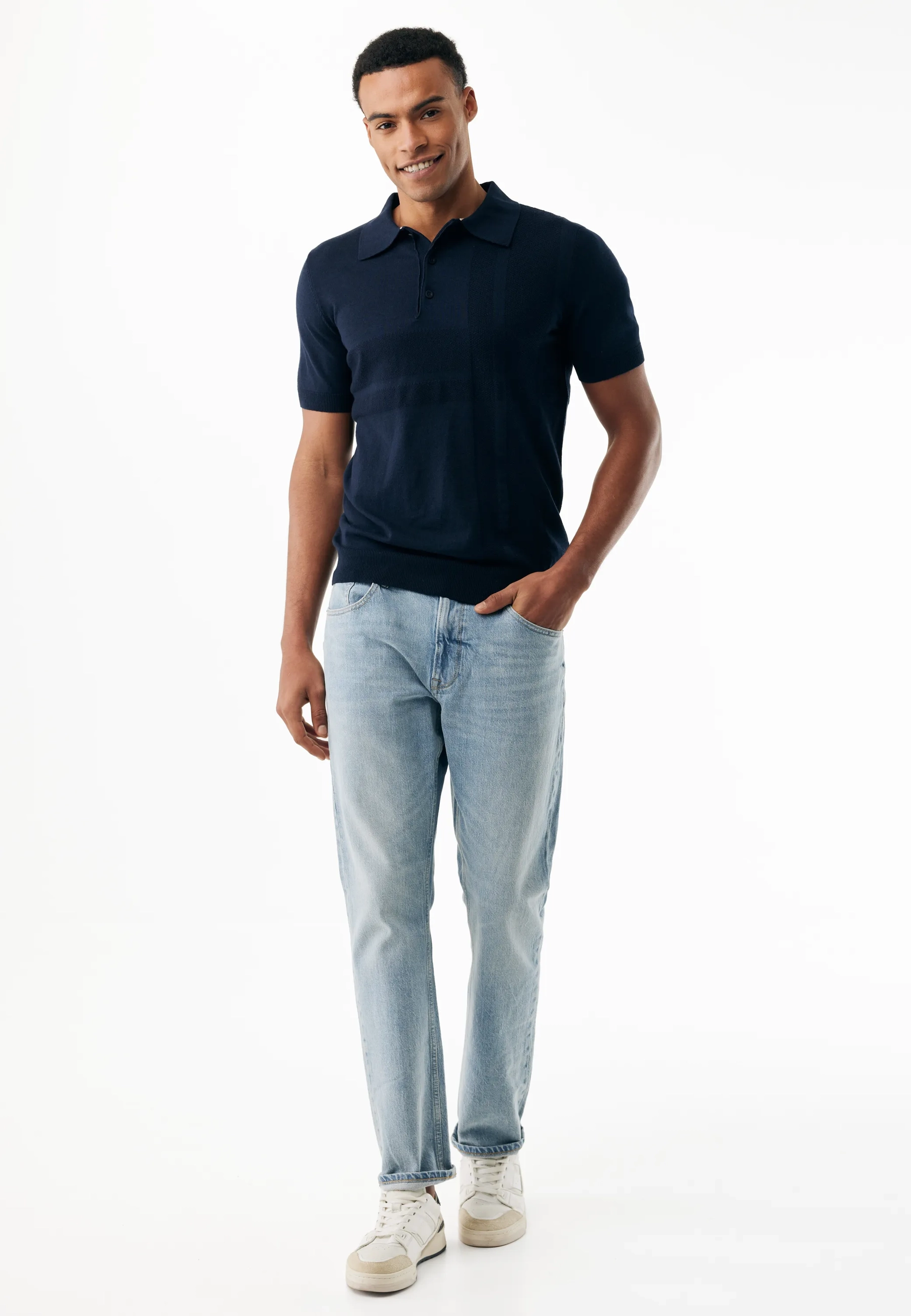 Gebreide Polo Mid Navy