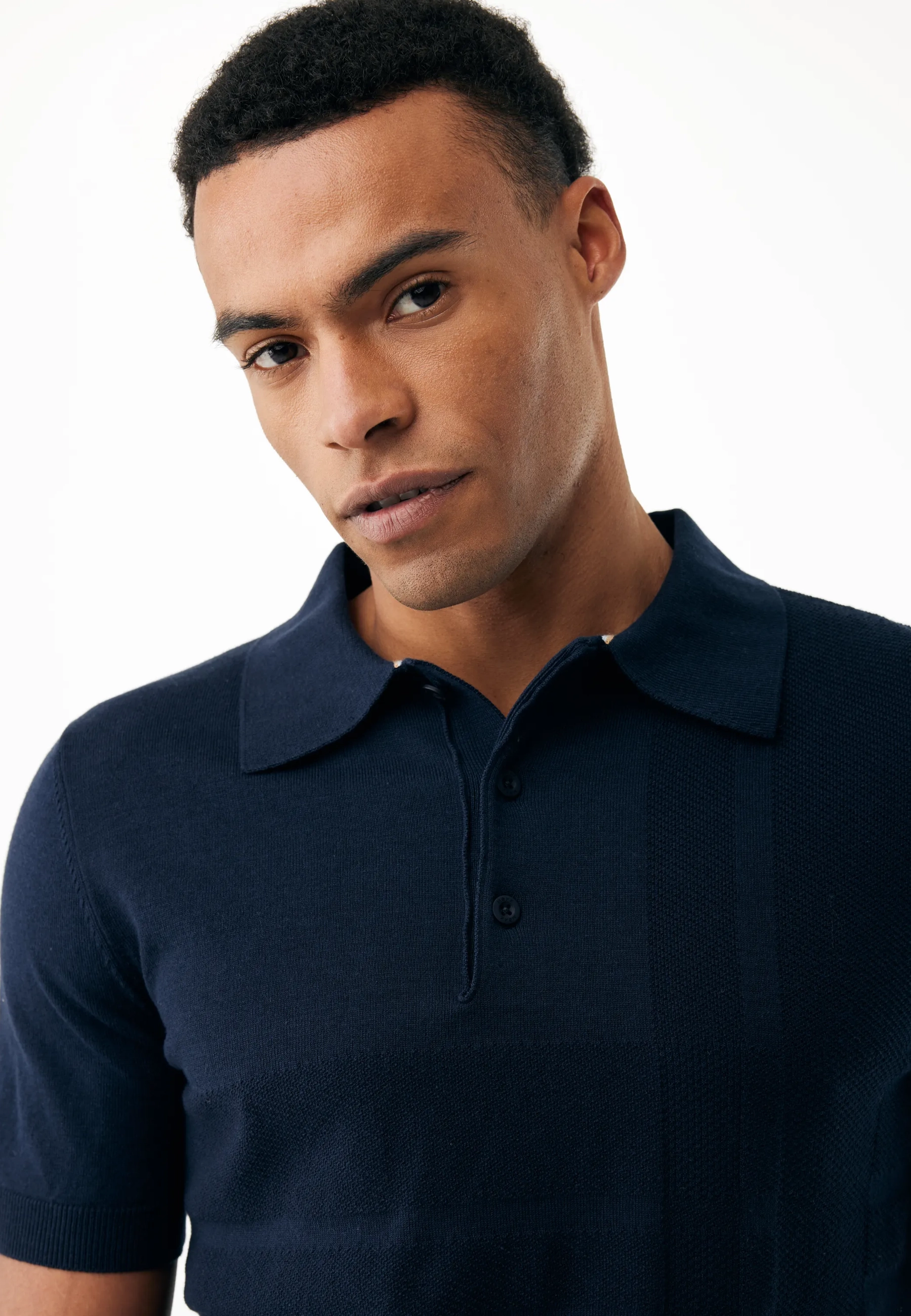 Gebreide Polo Mid Navy