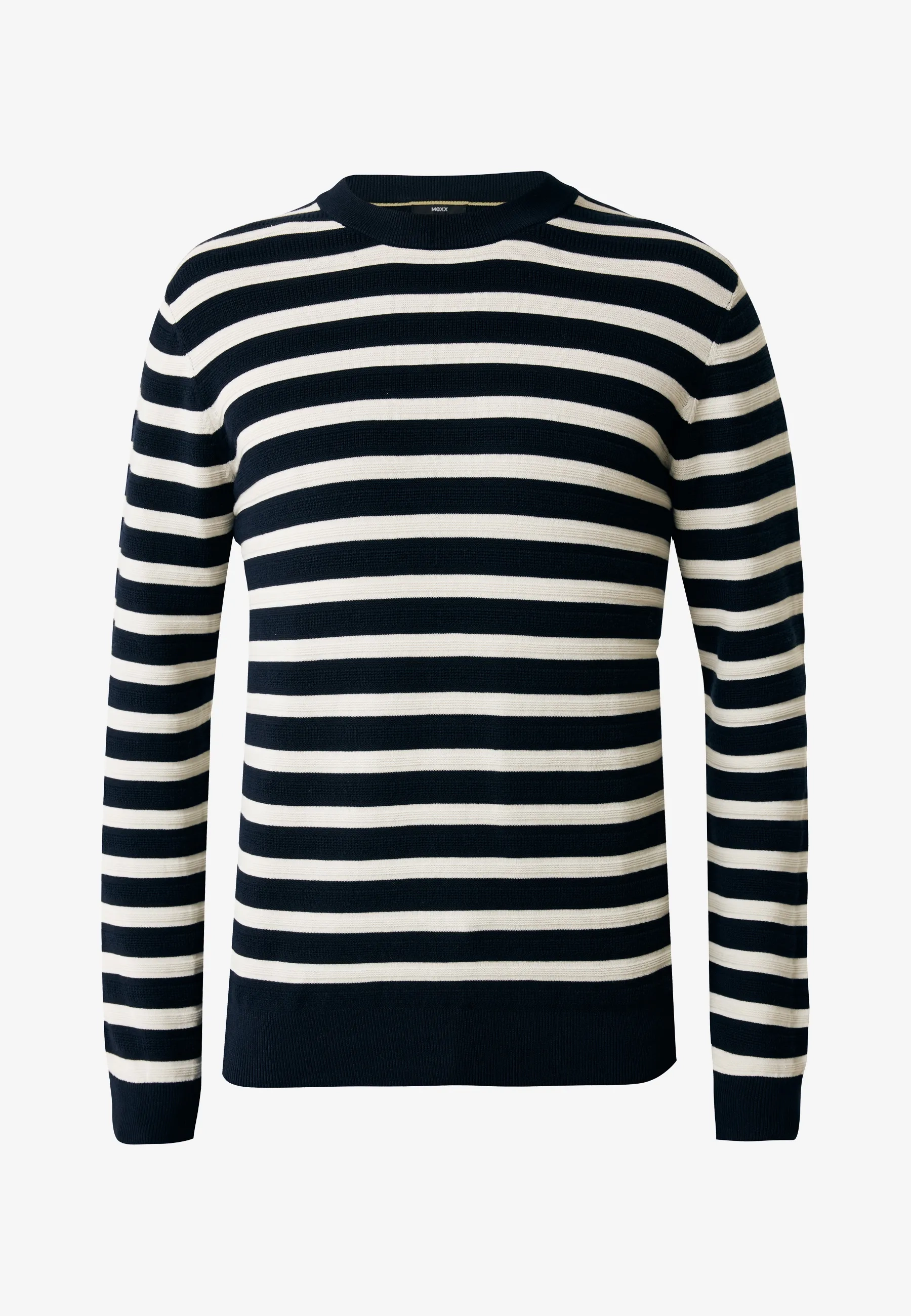 Jacquard Knit Striped Sweater Navy