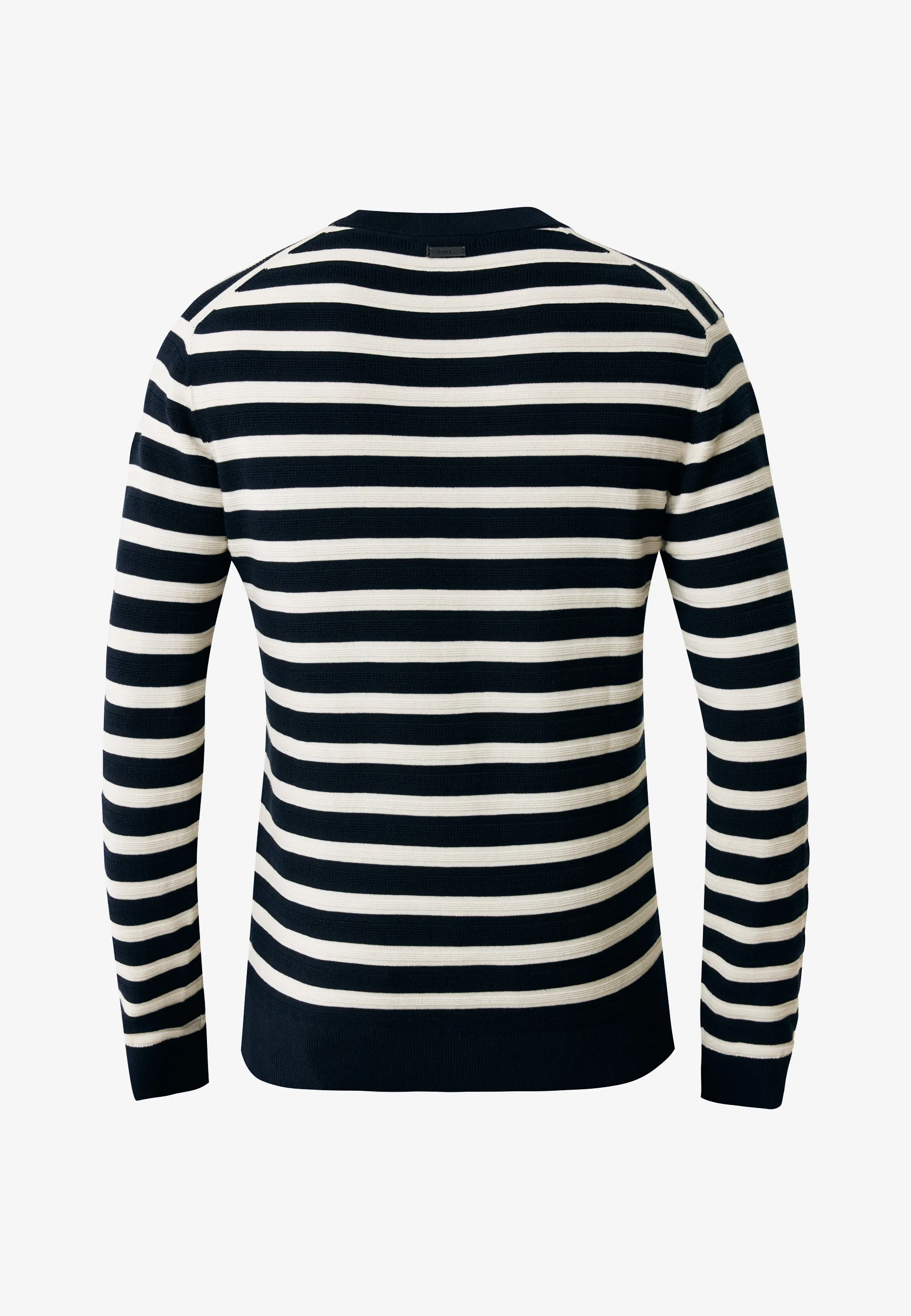 Jacquard Knit Striped Sweater Navy