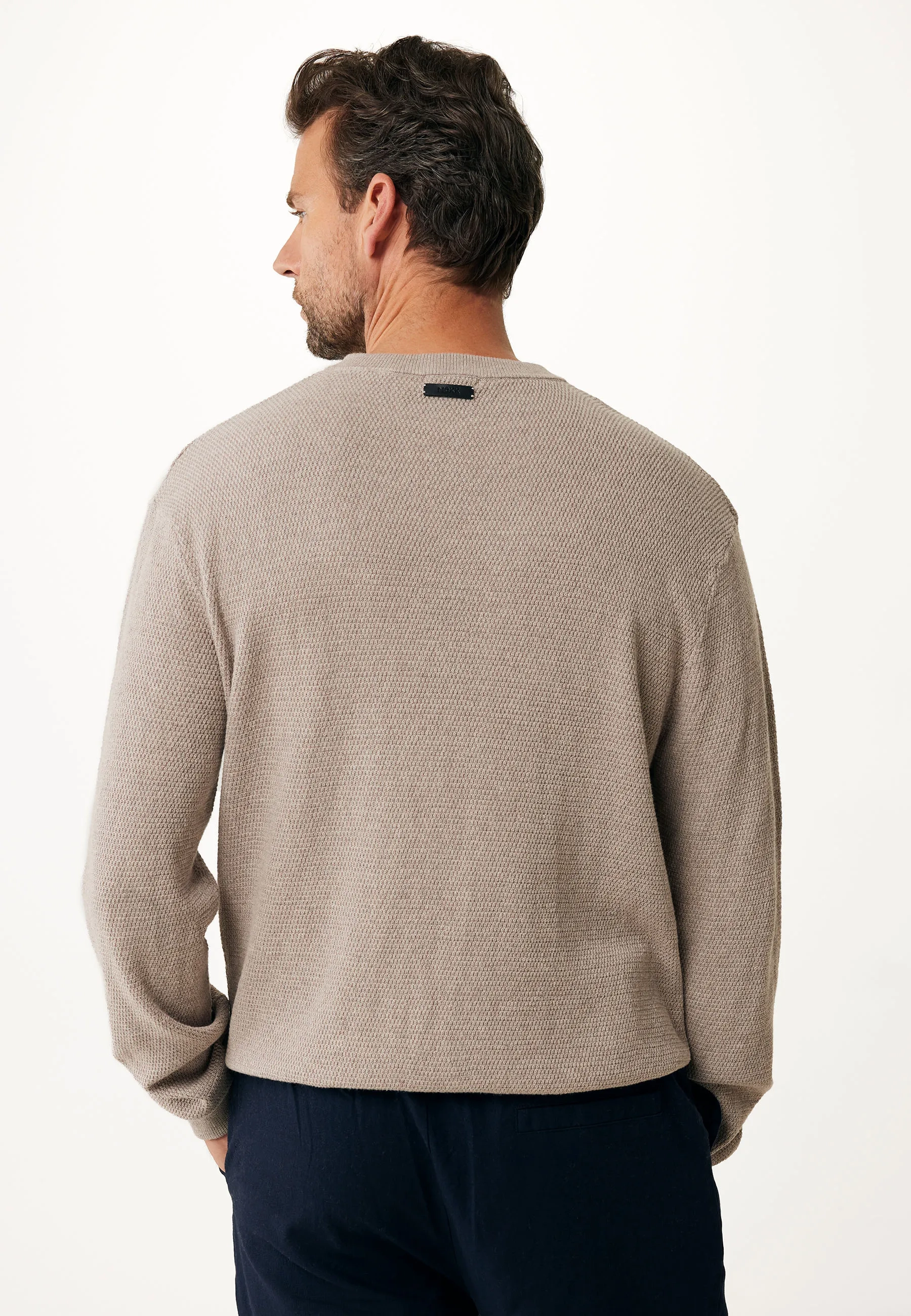 Gestructureerde gebreide trui Taupe mêlee