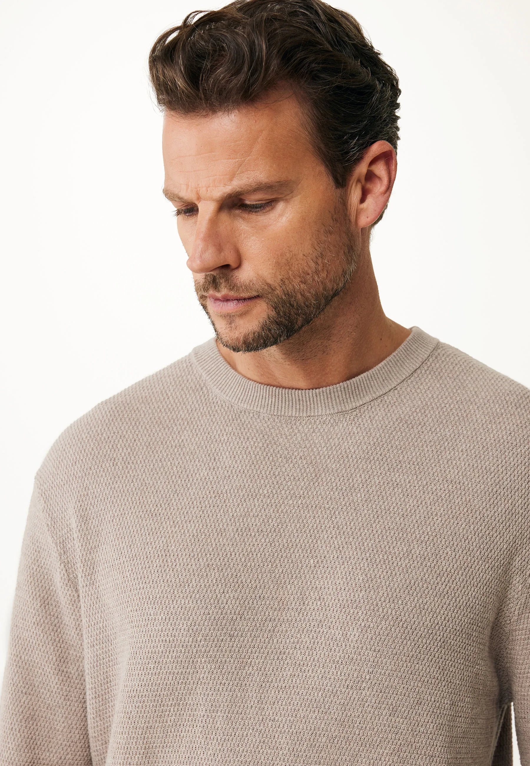 Gestructureerde gebreide trui Taupe mêlee