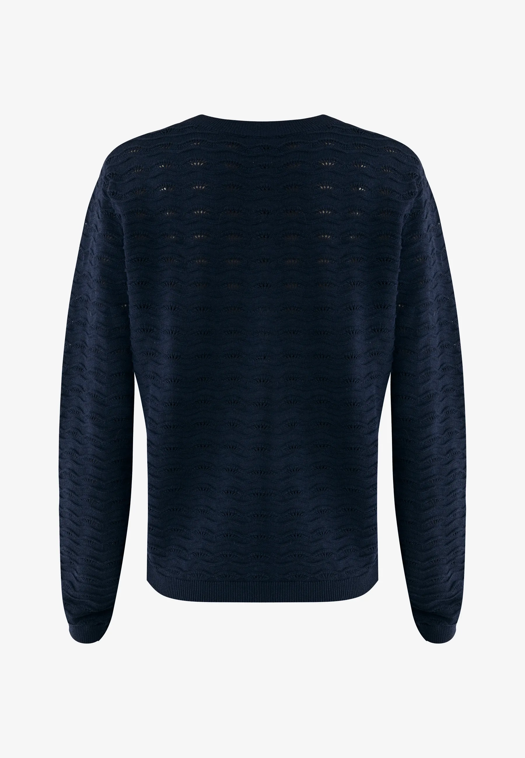 Ajoure gebreide trui Midnight blue