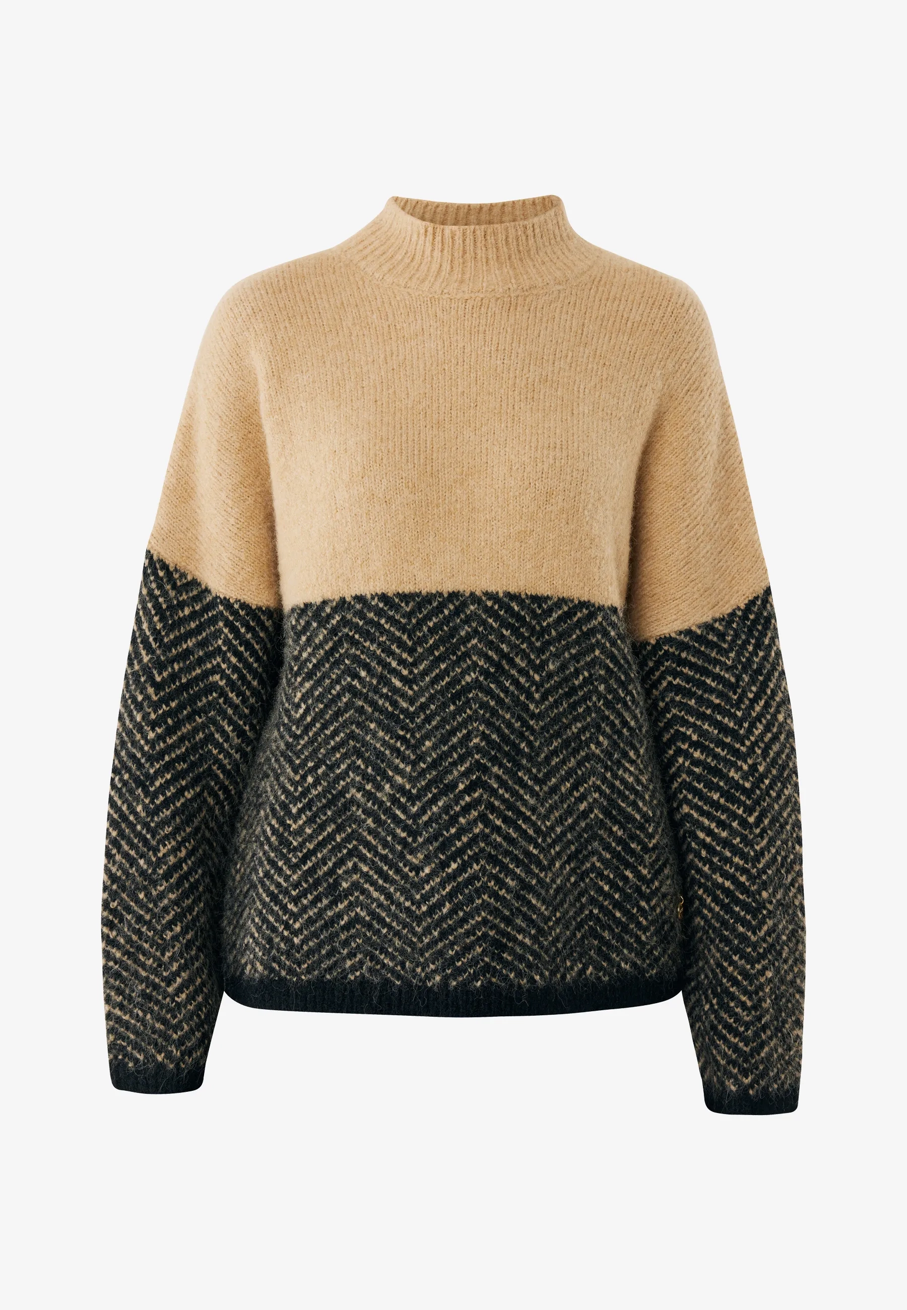 Herringbone colpullover Tan