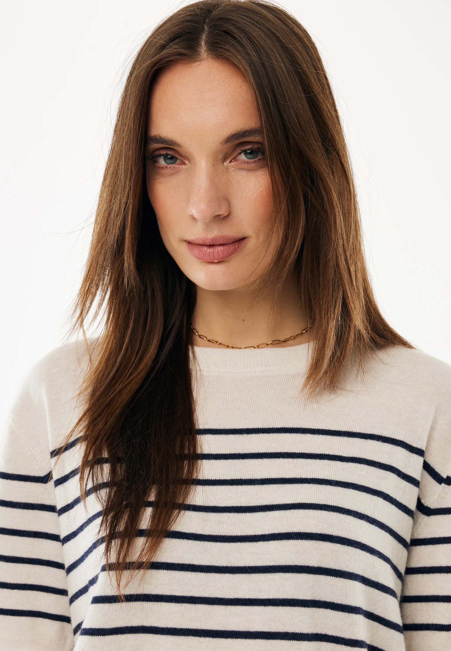 Camelia Gestreepte Top Boxy Fit Off White