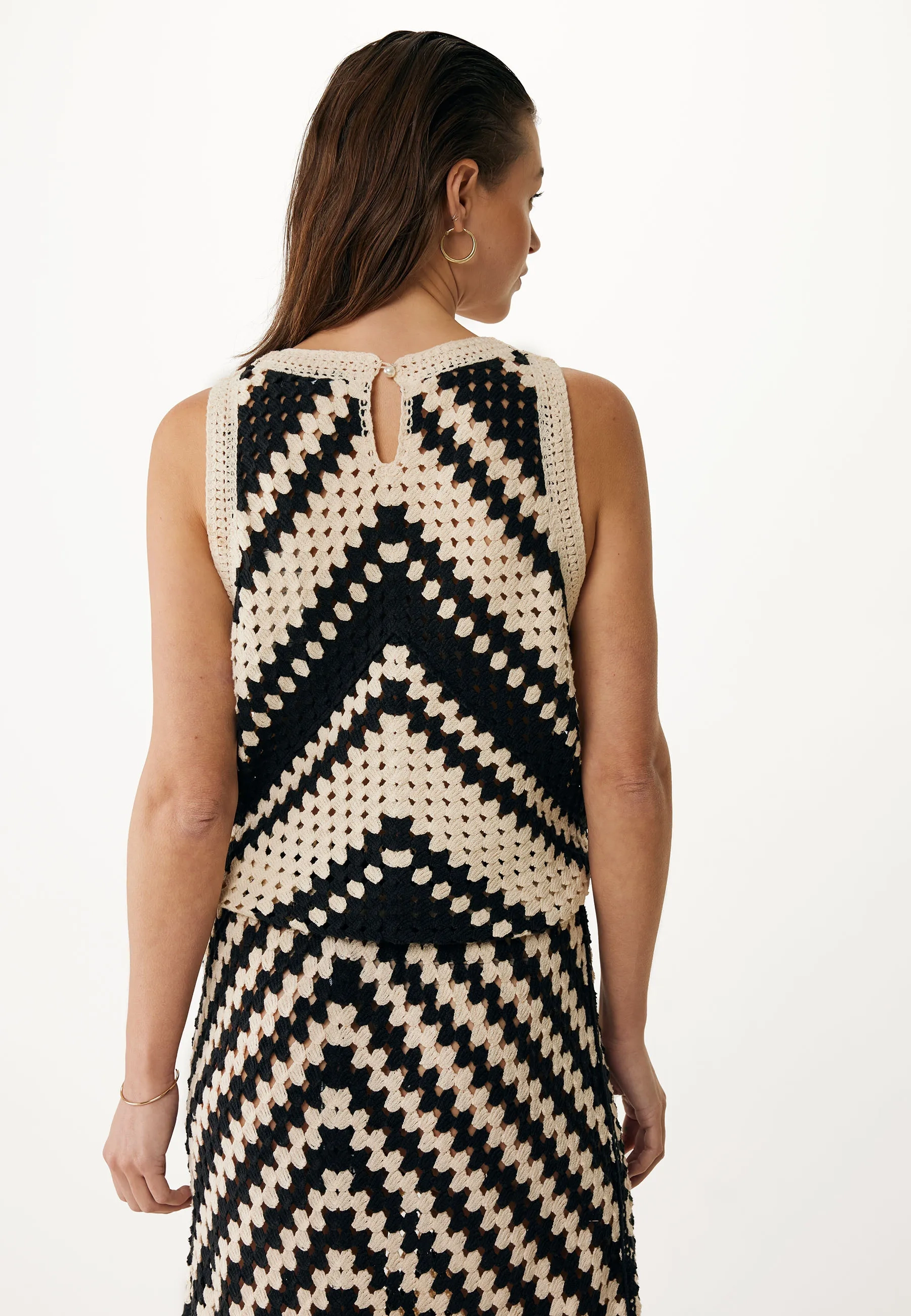 Mexx Women | Cream white crochet top with graphic print