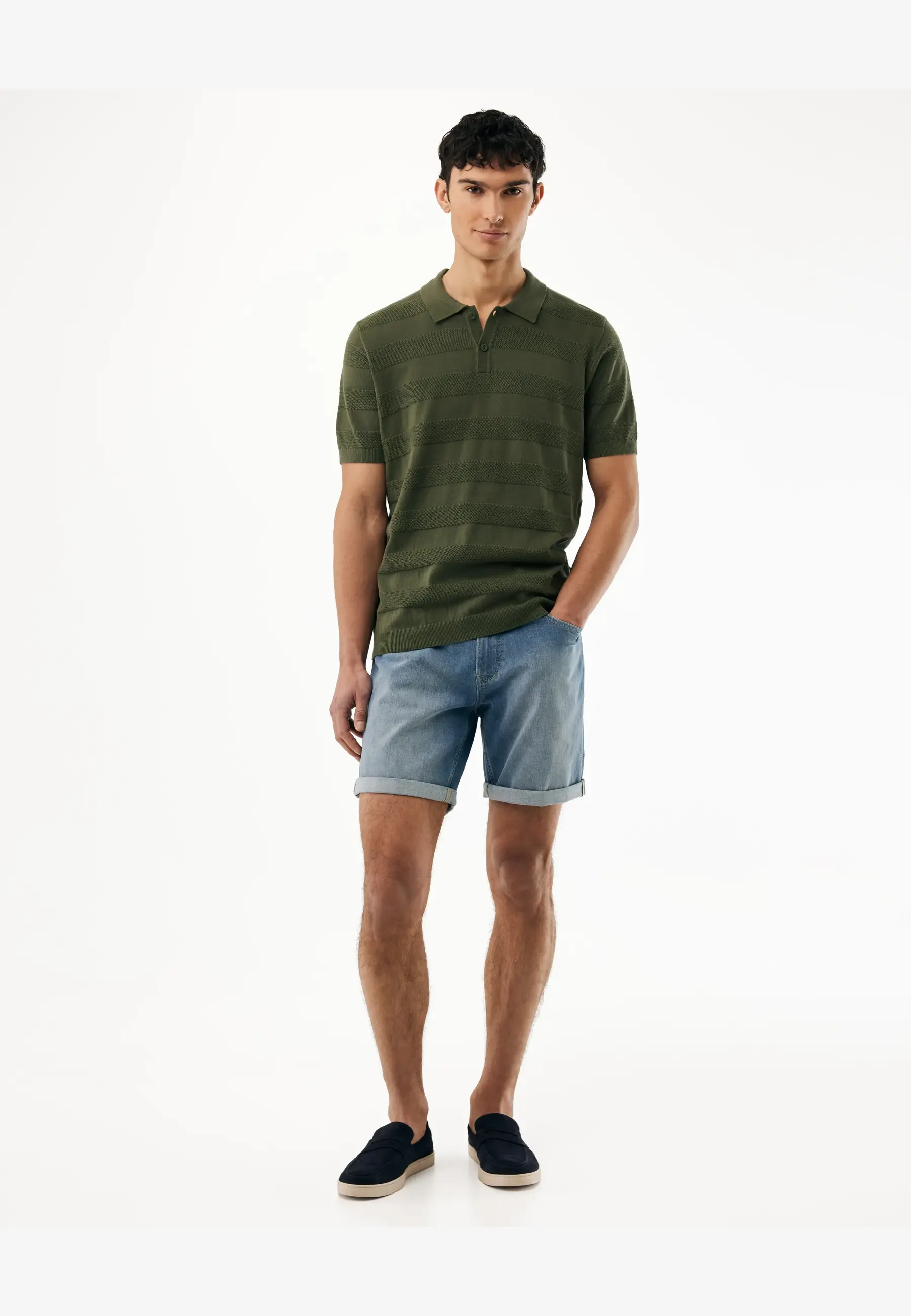 Jacquard Gestreepte Polo Groen