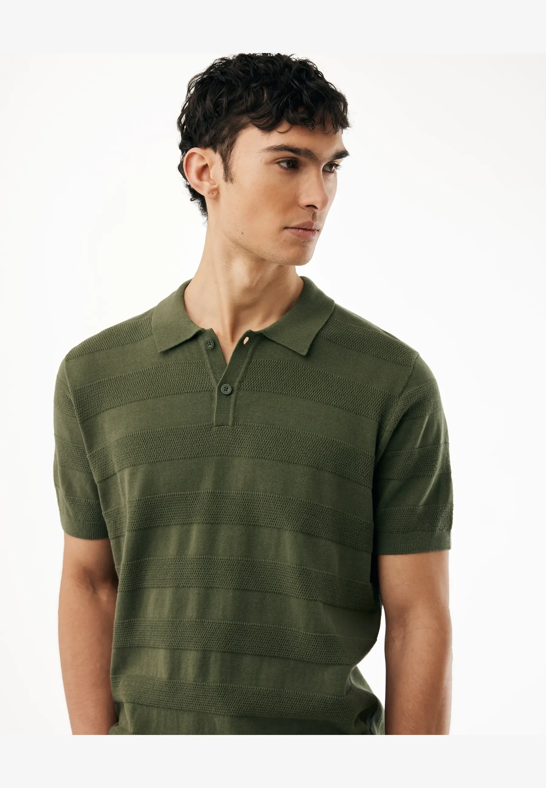 Jacquard Gestreepte Polo Groen