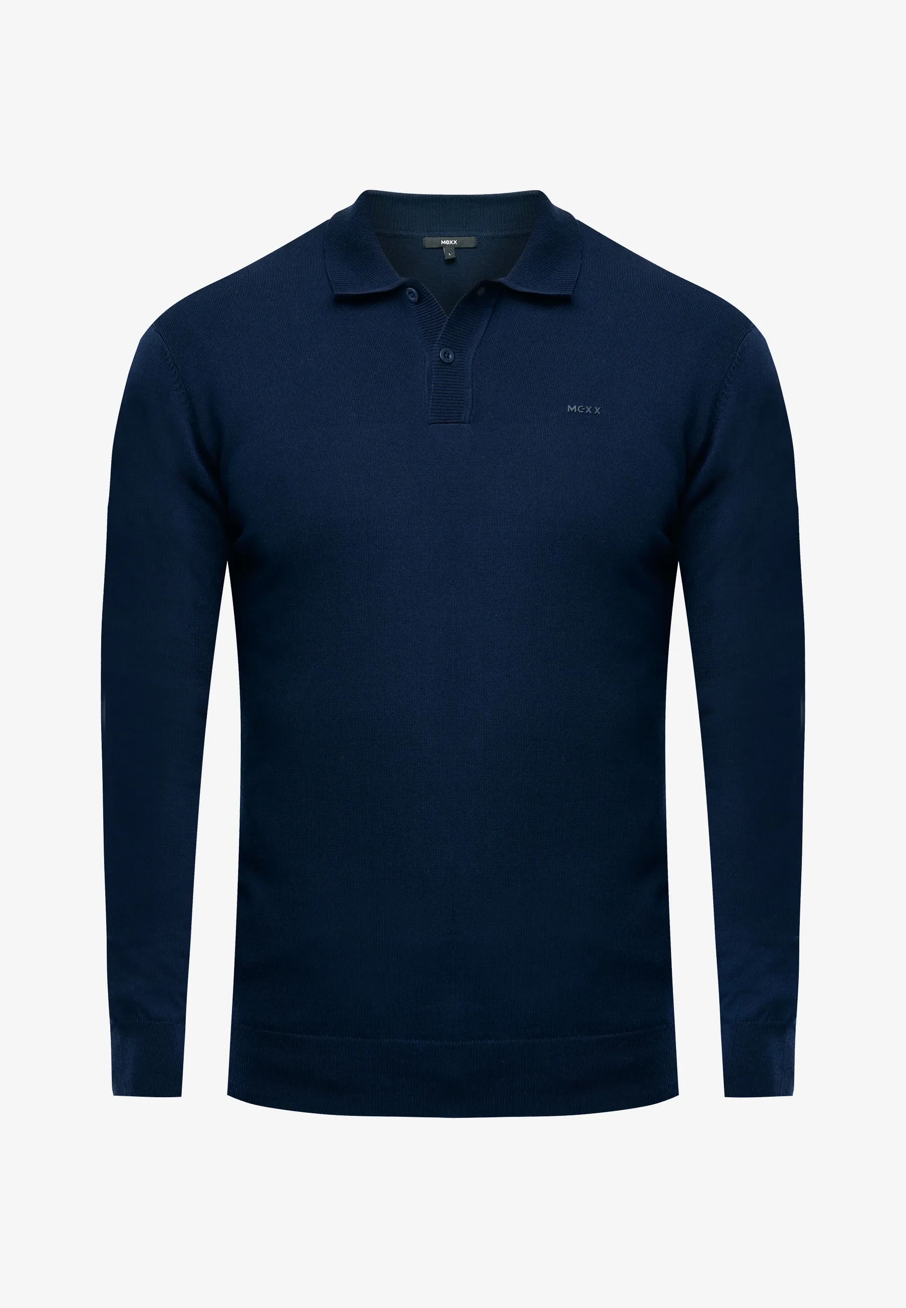 Andes gebreide polo lange mouw Mid navy