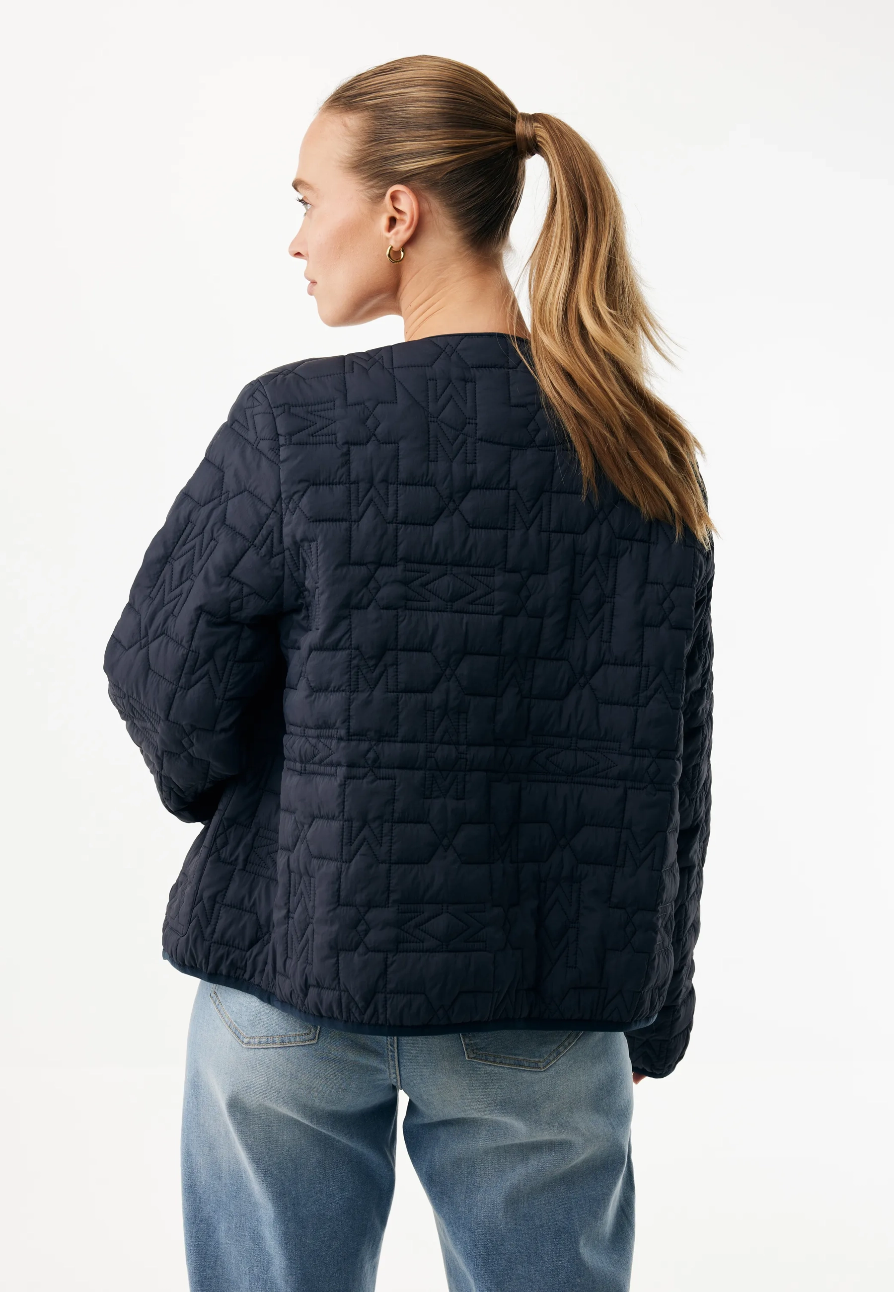 Gewatteerde Logo Jas Midnight Blue