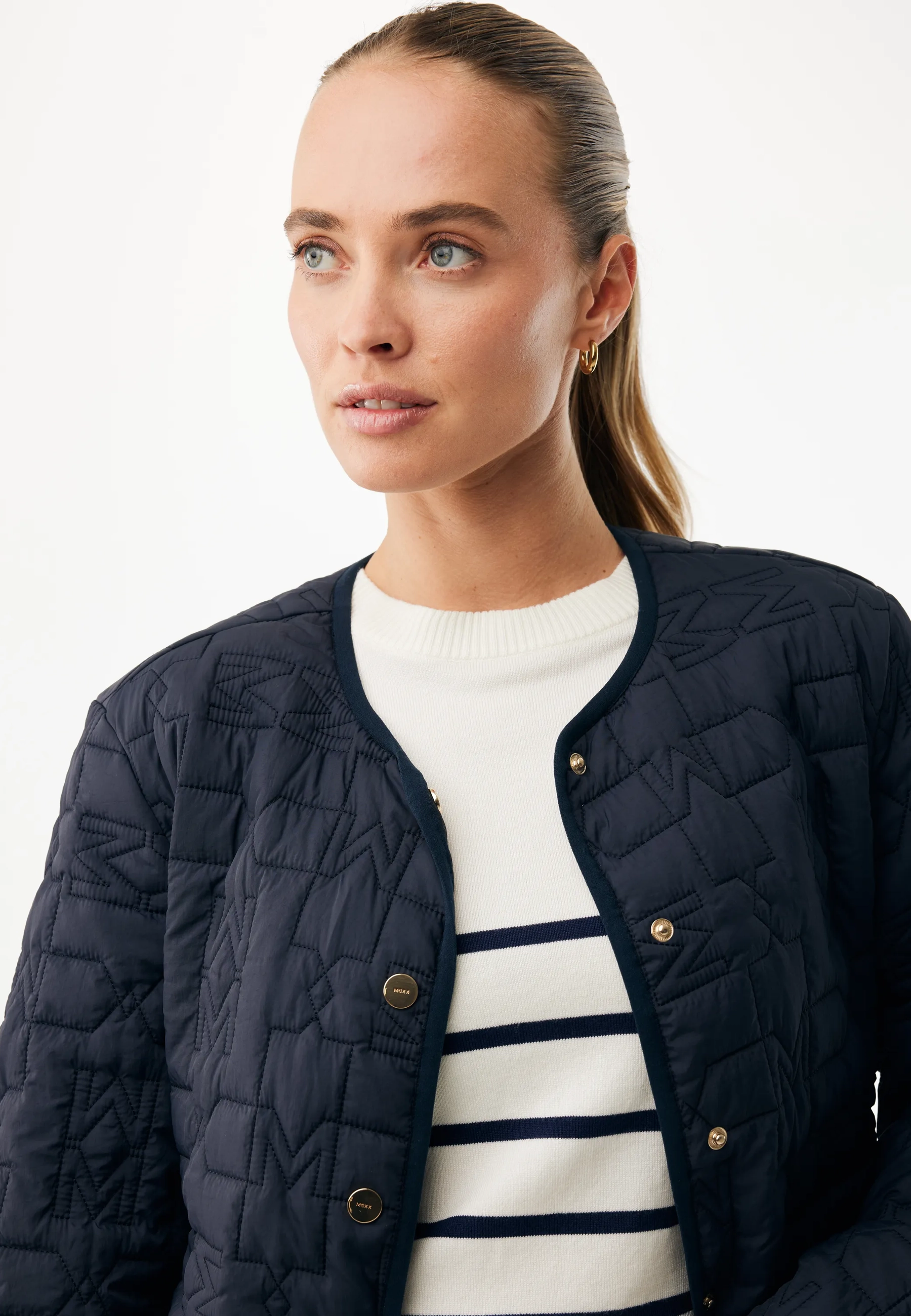 Gewatteerde Logo Jas Midnight Blue