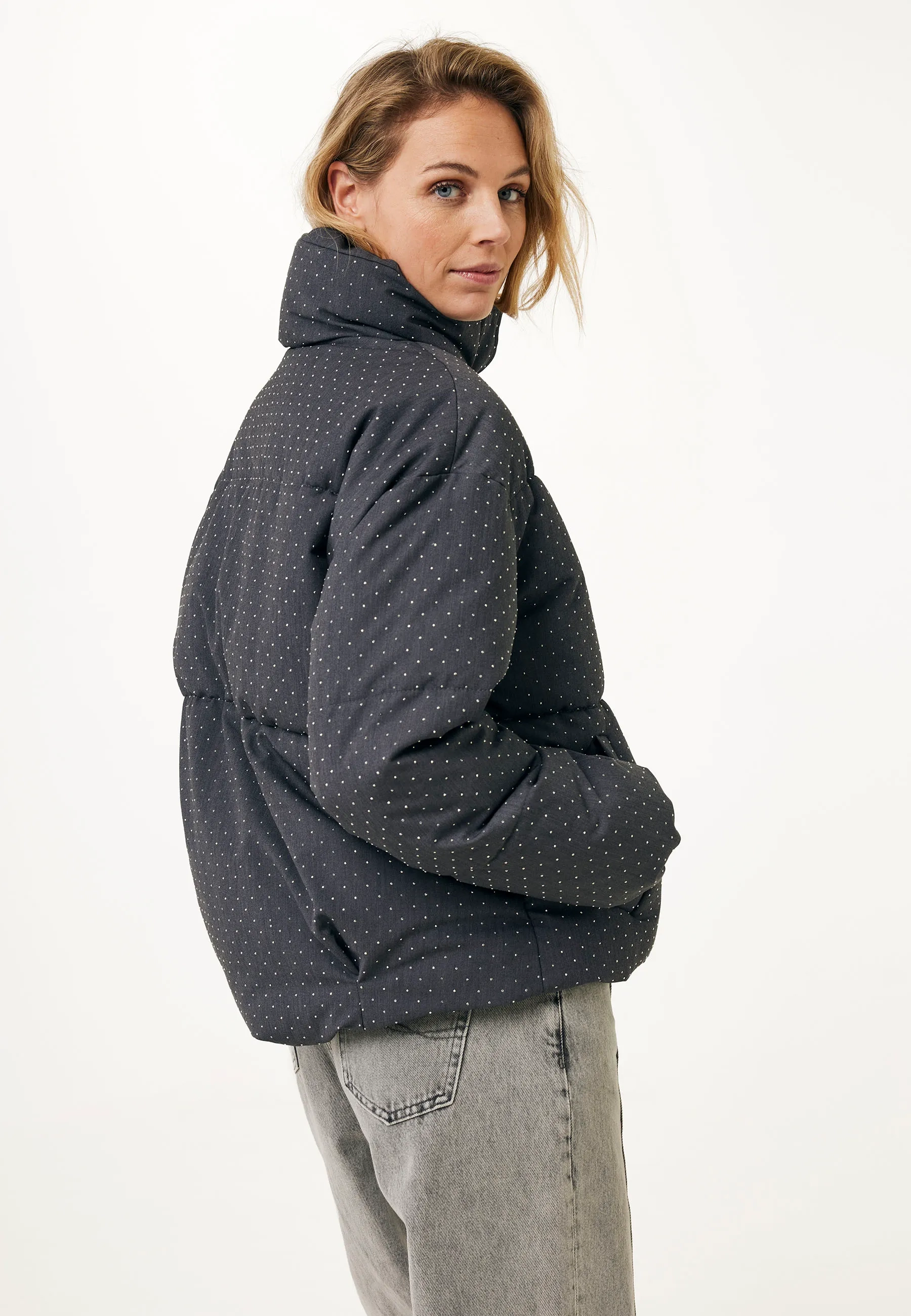 Embellished puffer Antraciet mêlee