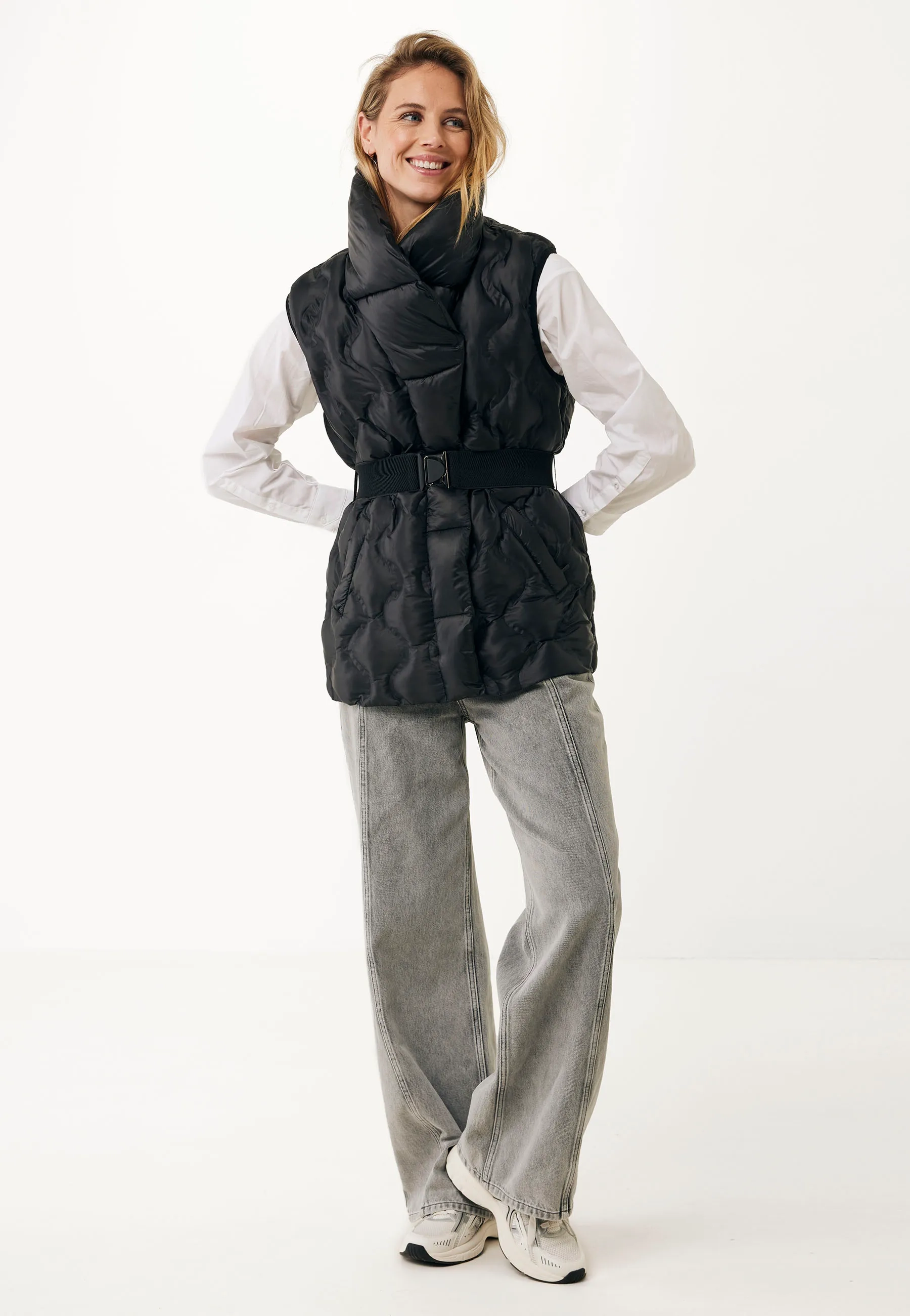 Bodywarmer met ceintuur Zwart