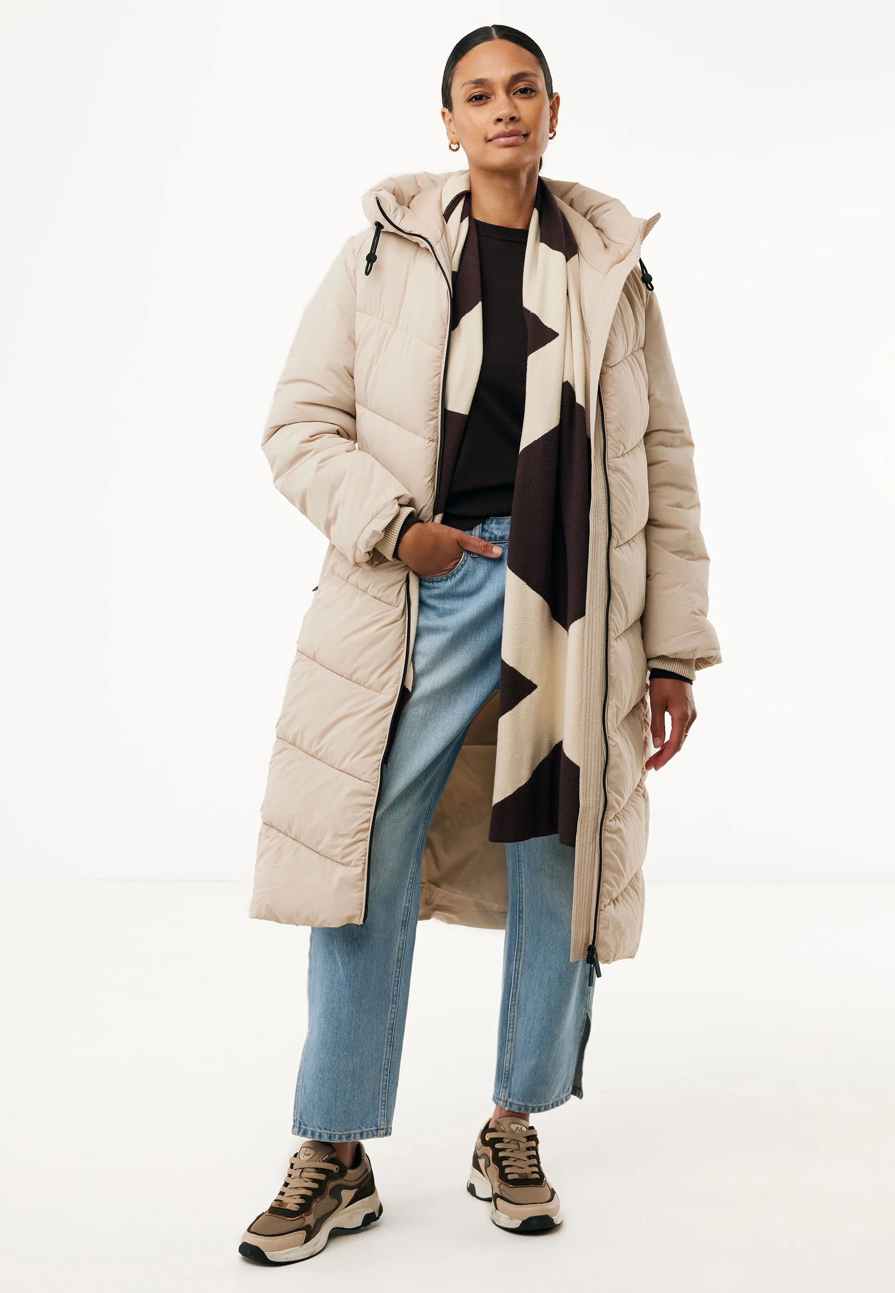 Lange puffer Licht tan