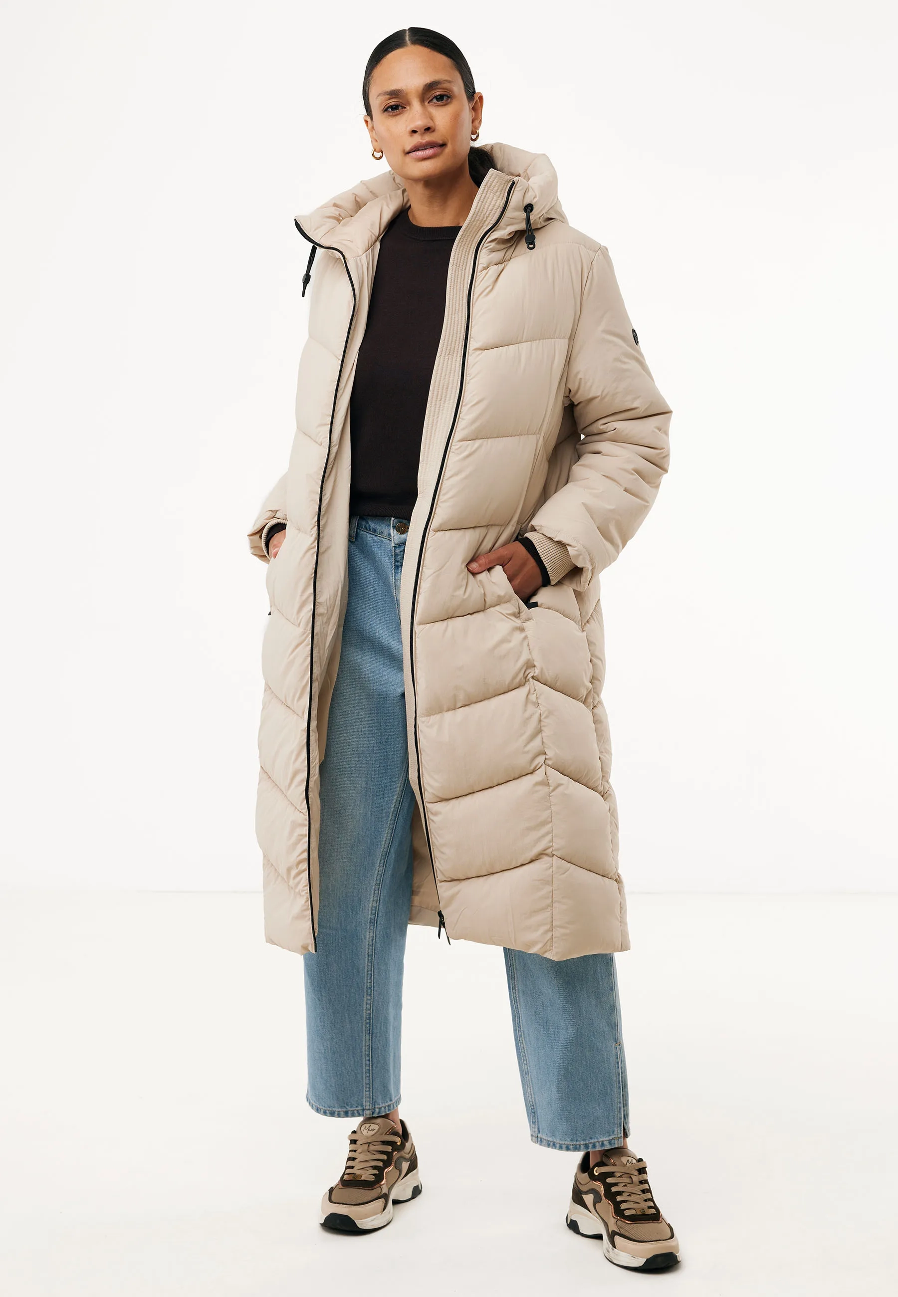 Lange puffer Licht tan