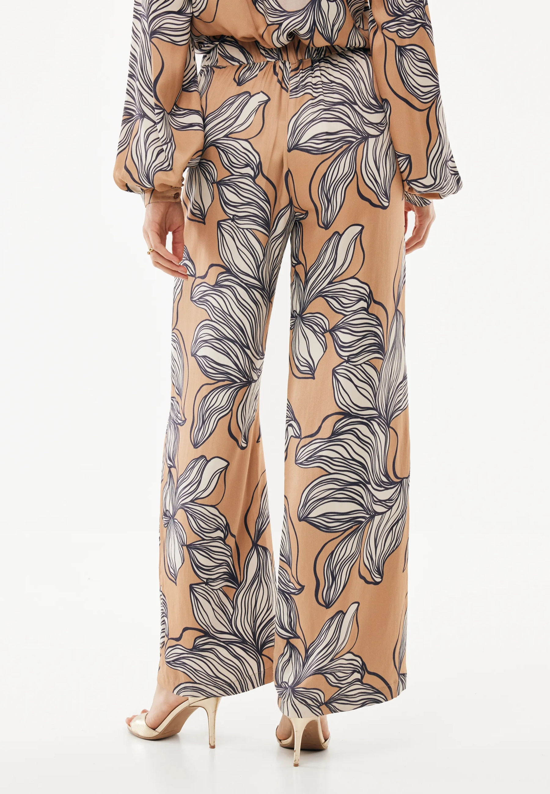 Graphic Flower Print Pants Wide Leg Multicolor