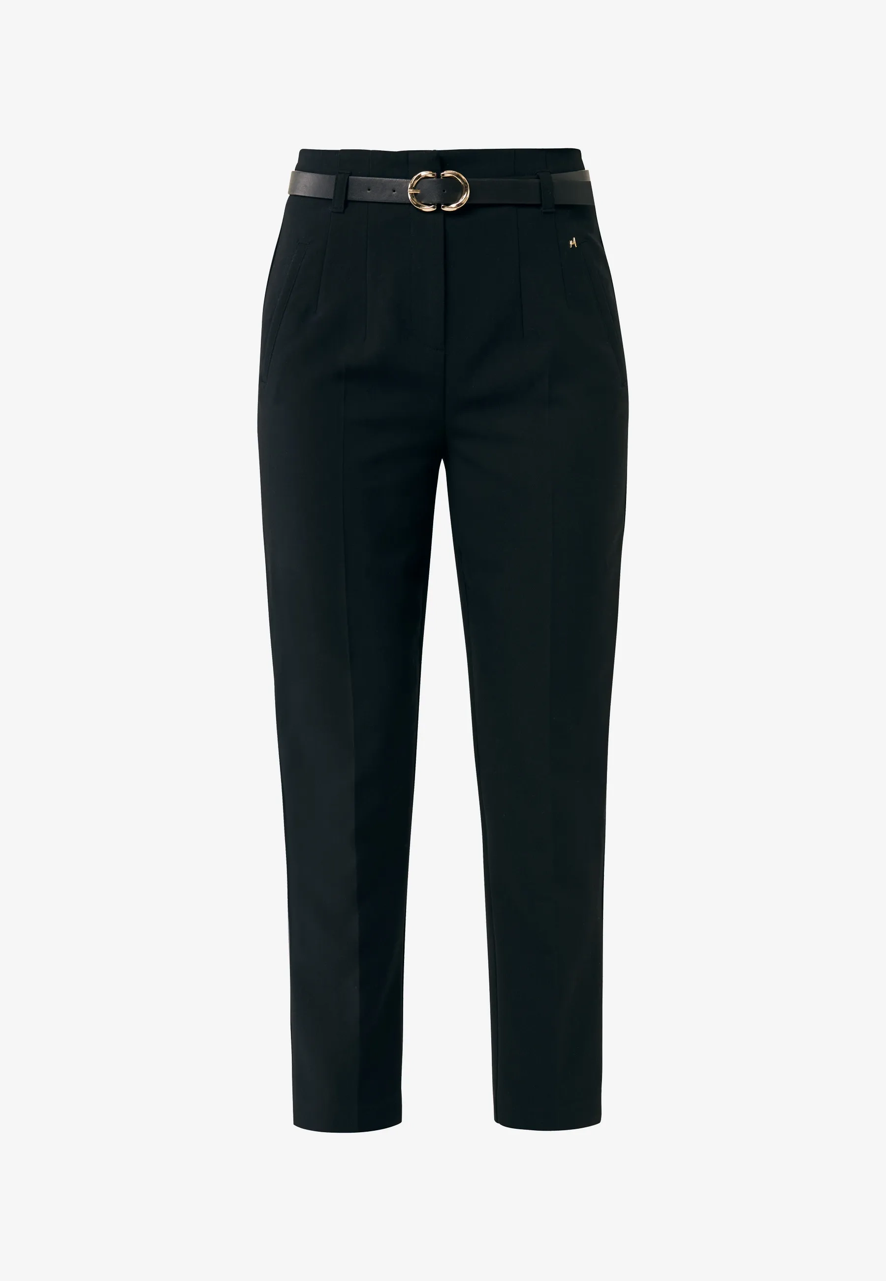Broek met ceintuur tapered Zwart