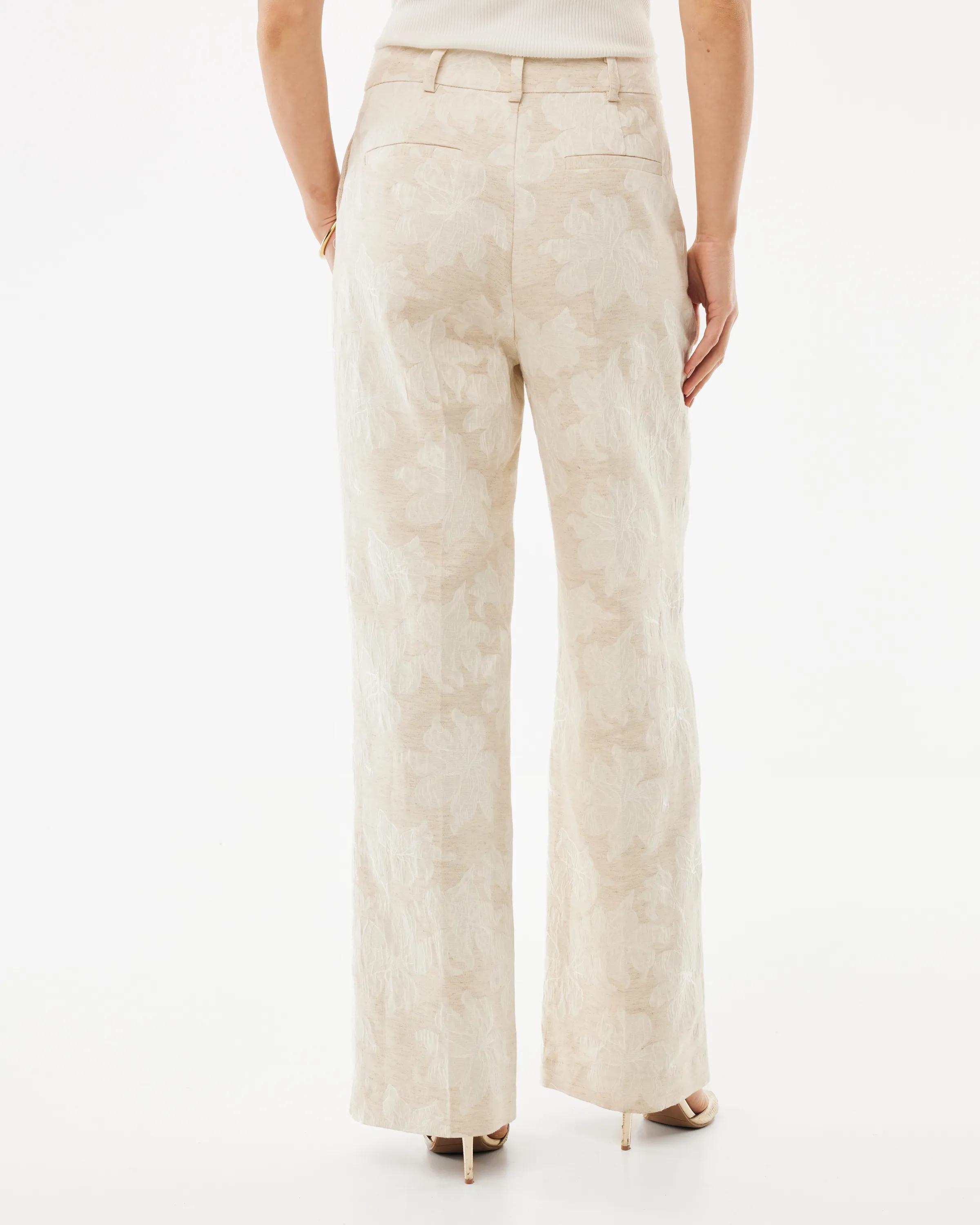 Flower Jacquard Pants Straight Leg Light Sand