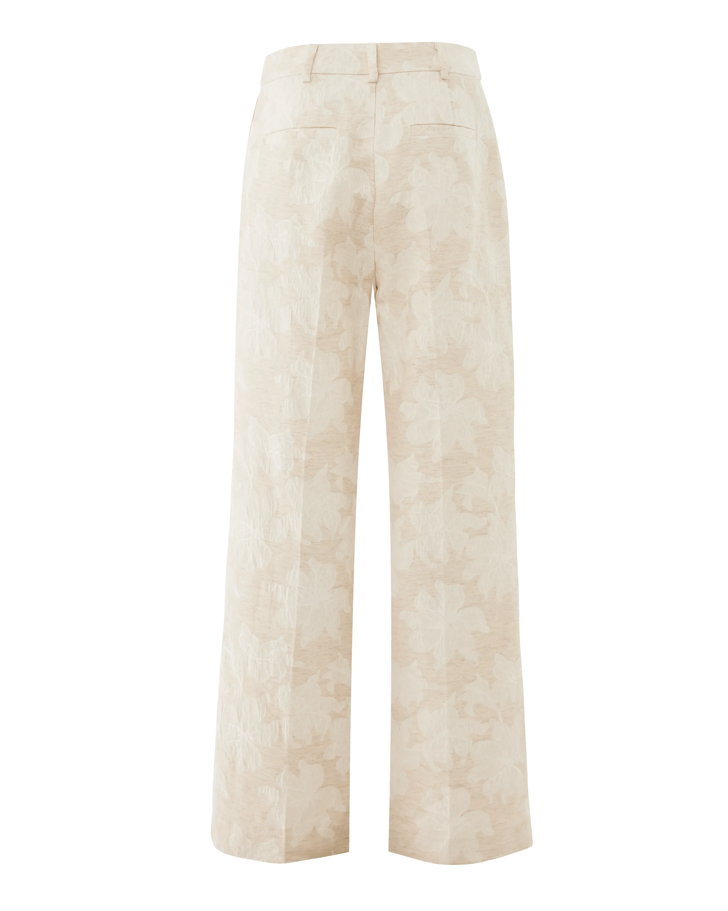 Flower Jacquard Pants Straight Leg Light Sand