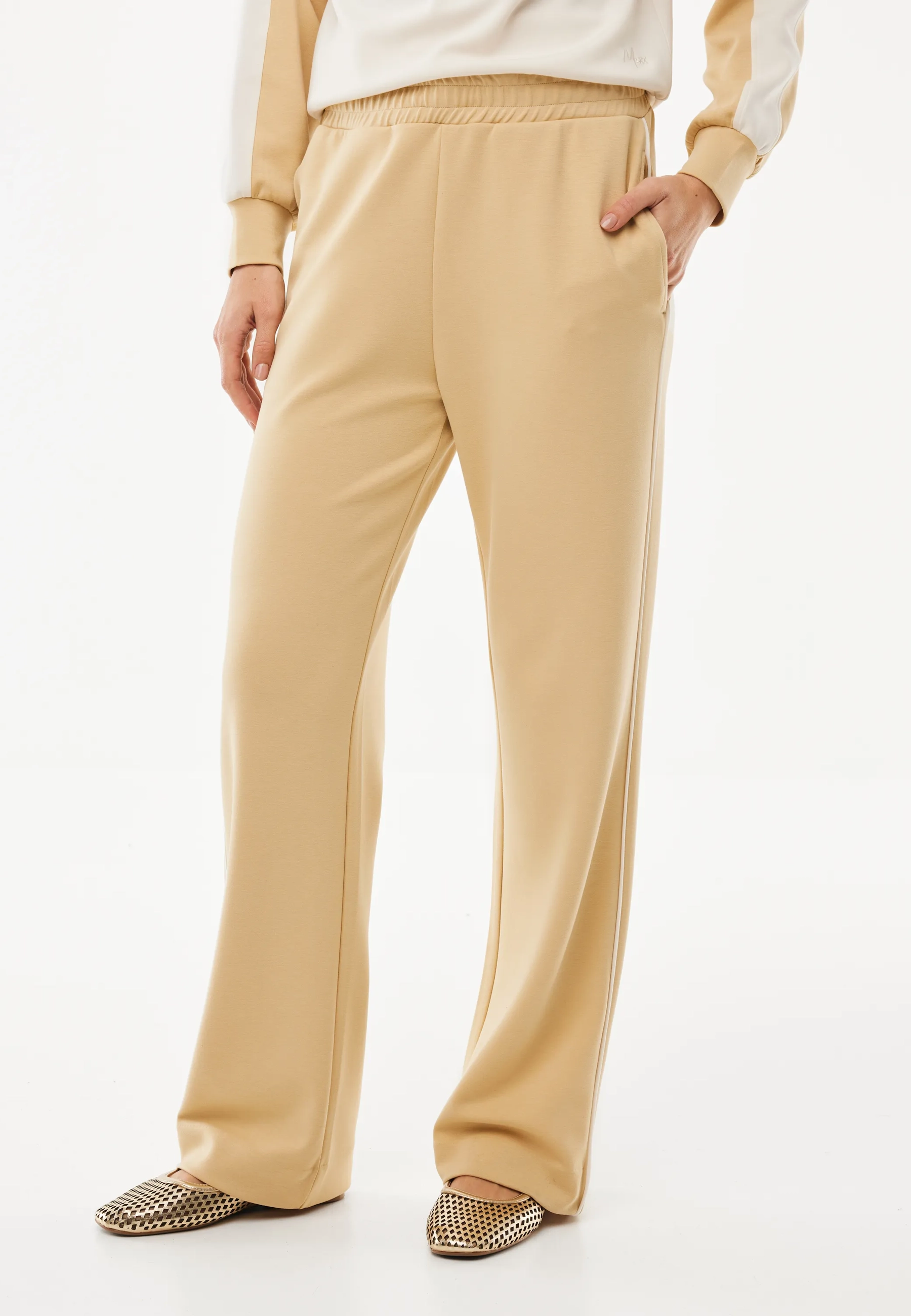 Sweatpants Met Piping Detail Licht Tan