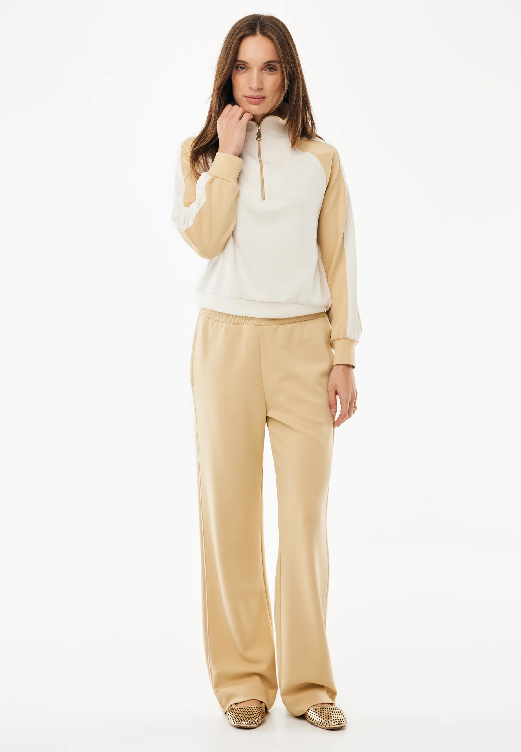 Sweatpants Met Piping Detail Licht Tan