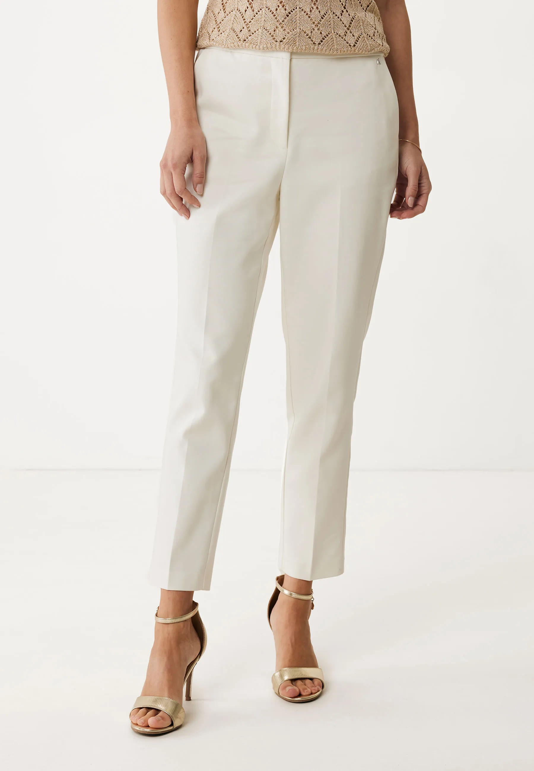 Broek tapered leg Gebroken wit