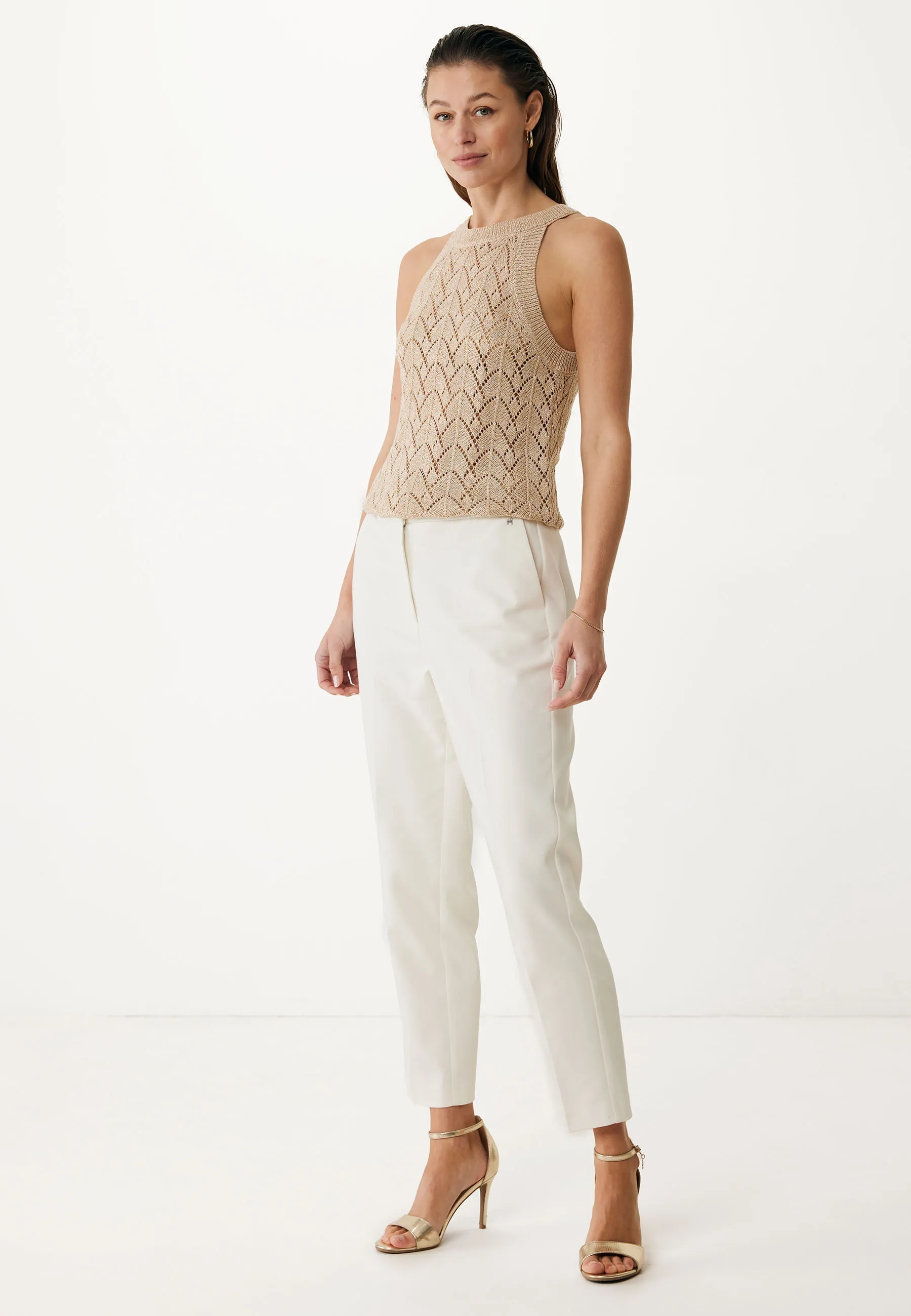 Broek tapered leg Gebroken wit