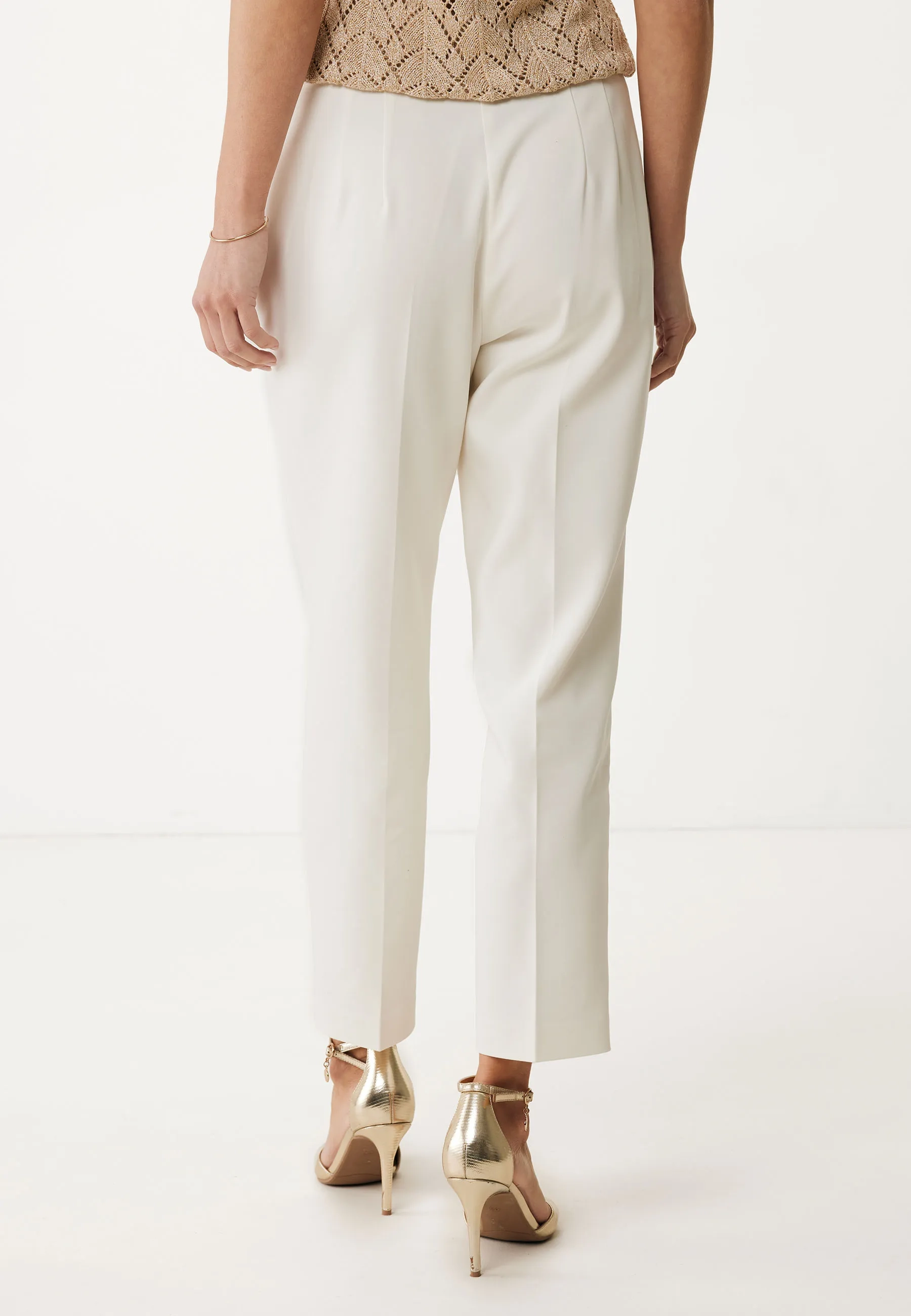 Broek tapered leg Gebroken wit