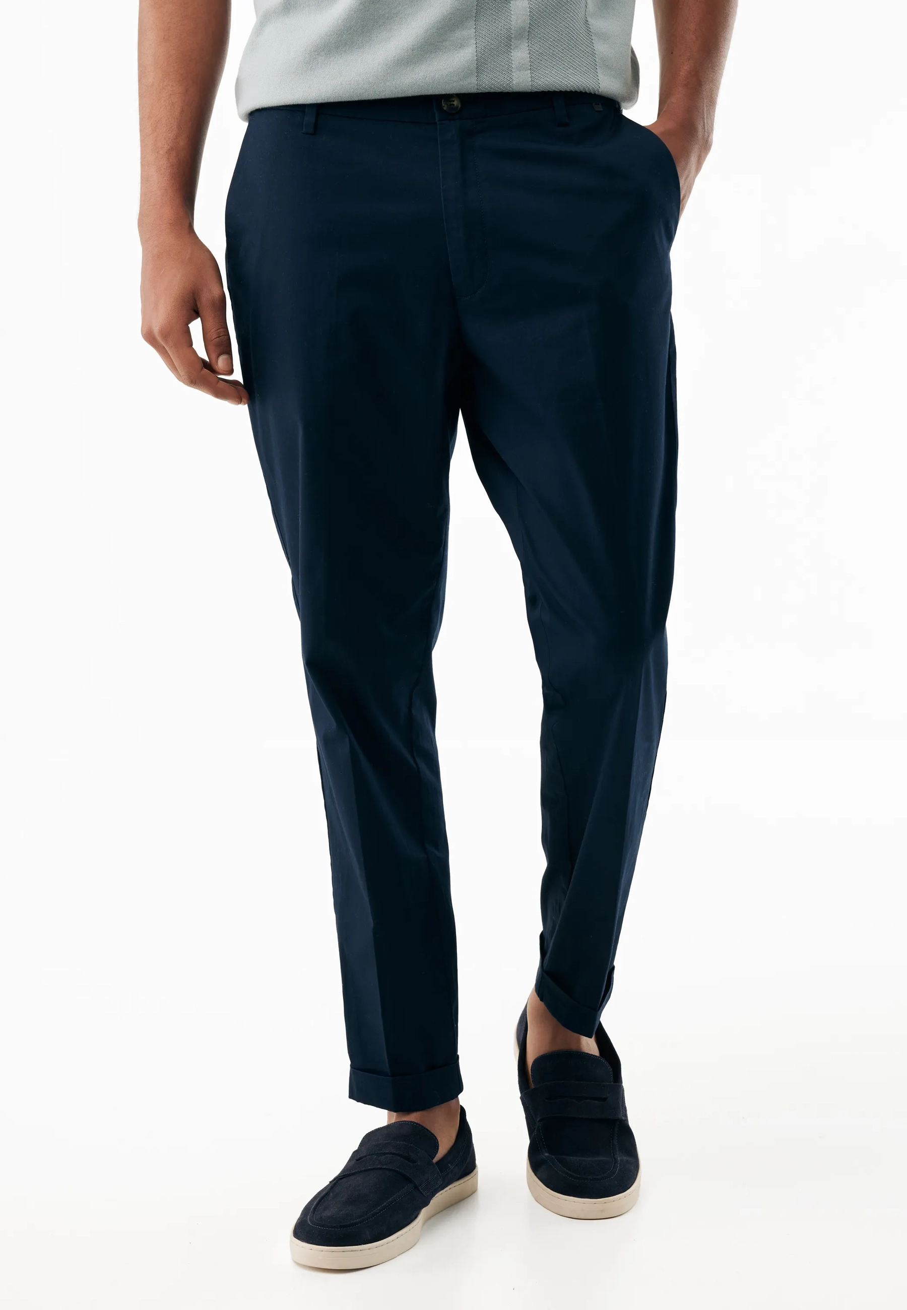 Poplin Broek Mid Navy