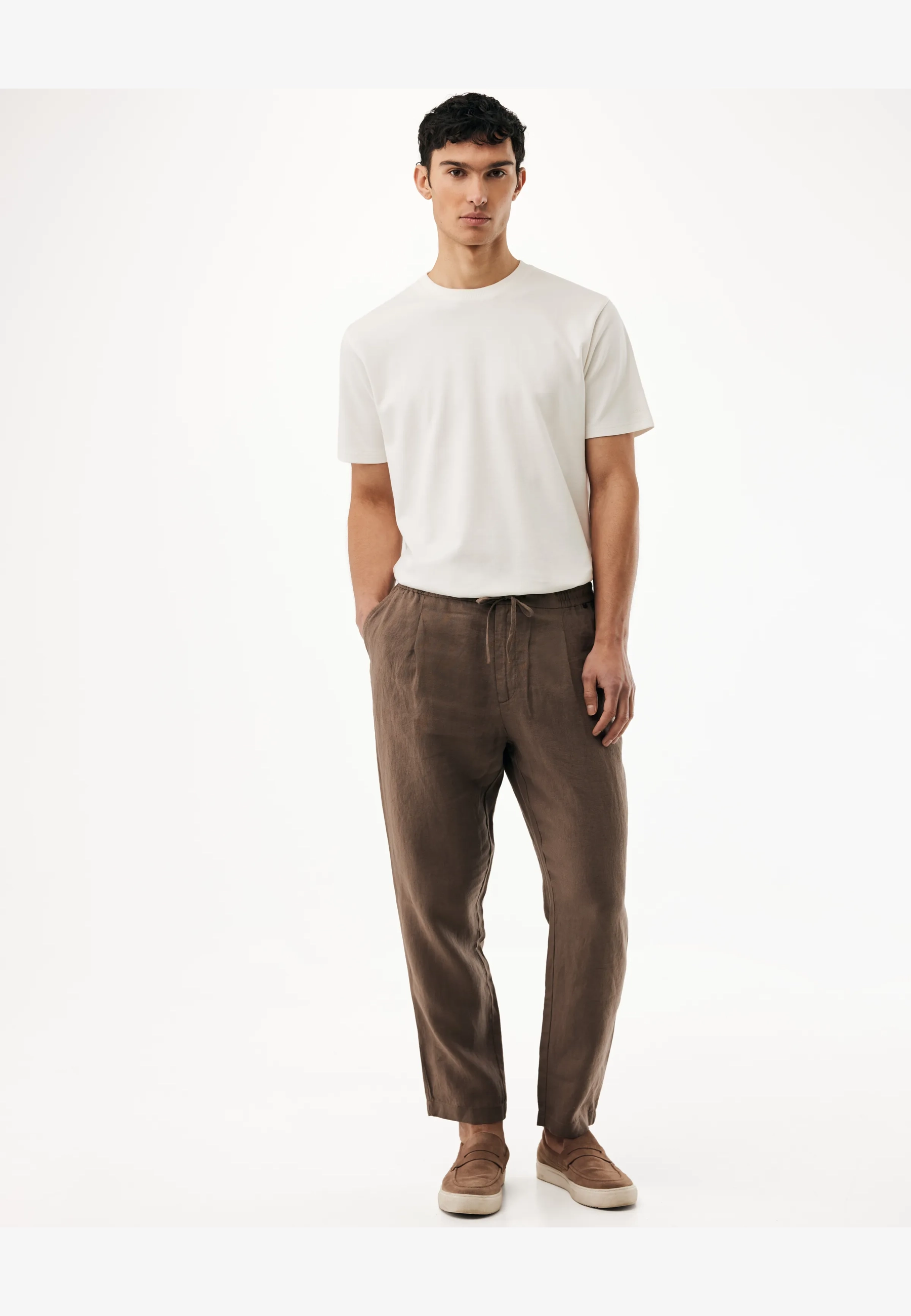 Linnen broek Middenbruin