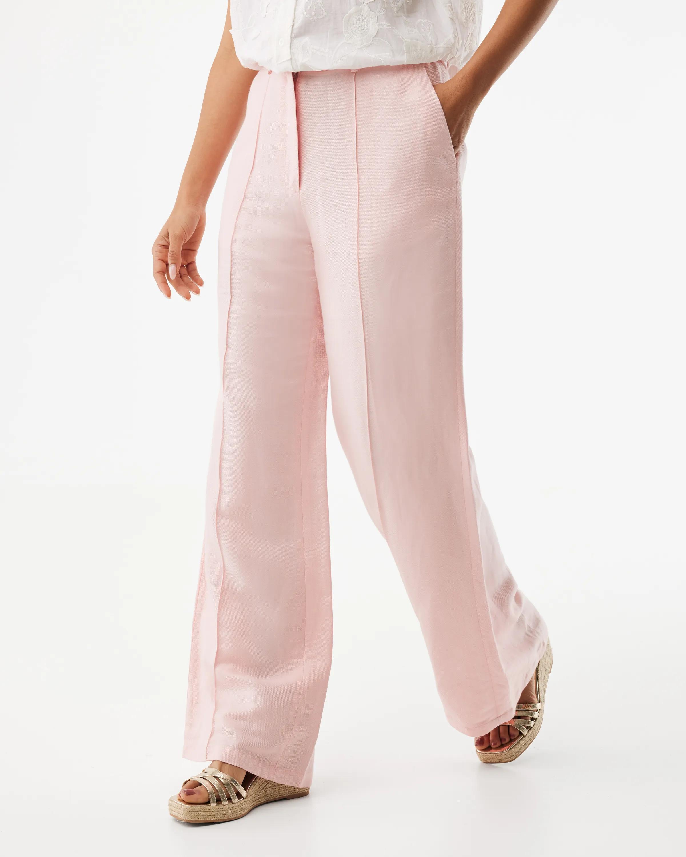 Linen Pants Wide Leg Light Pink