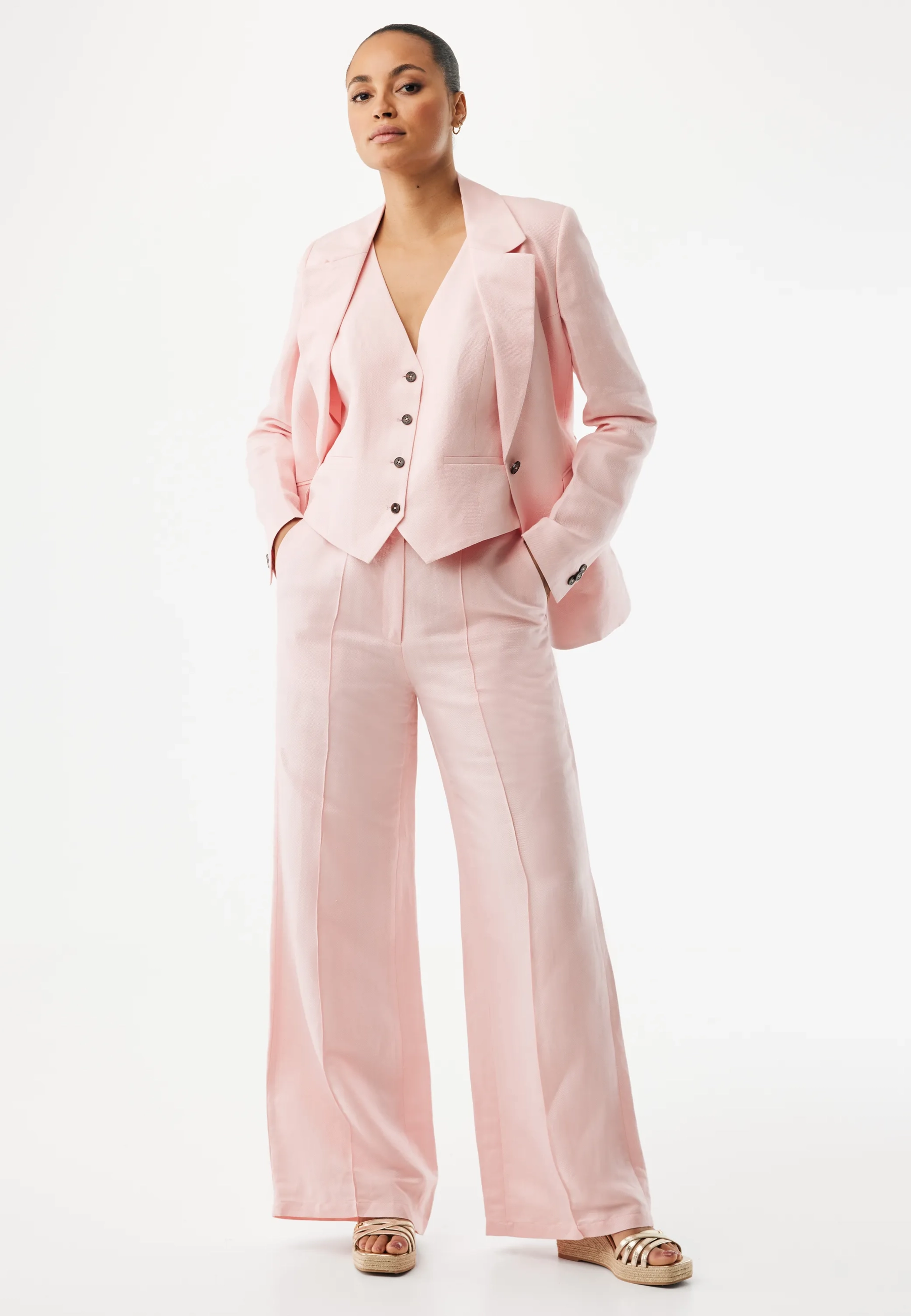 Linen Pants Wide Leg Light Pink