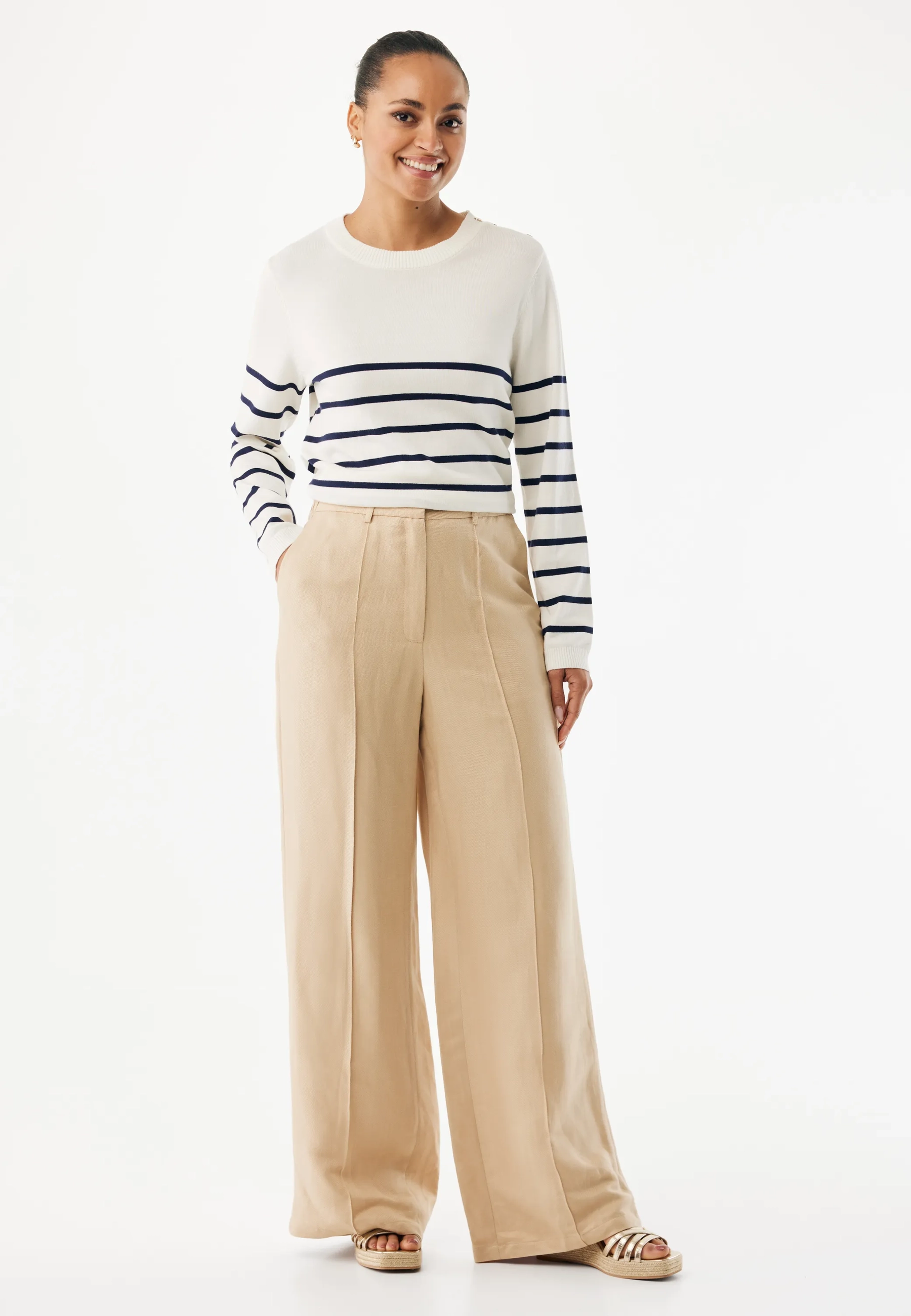 Linen Pants Wide Leg Light Tan