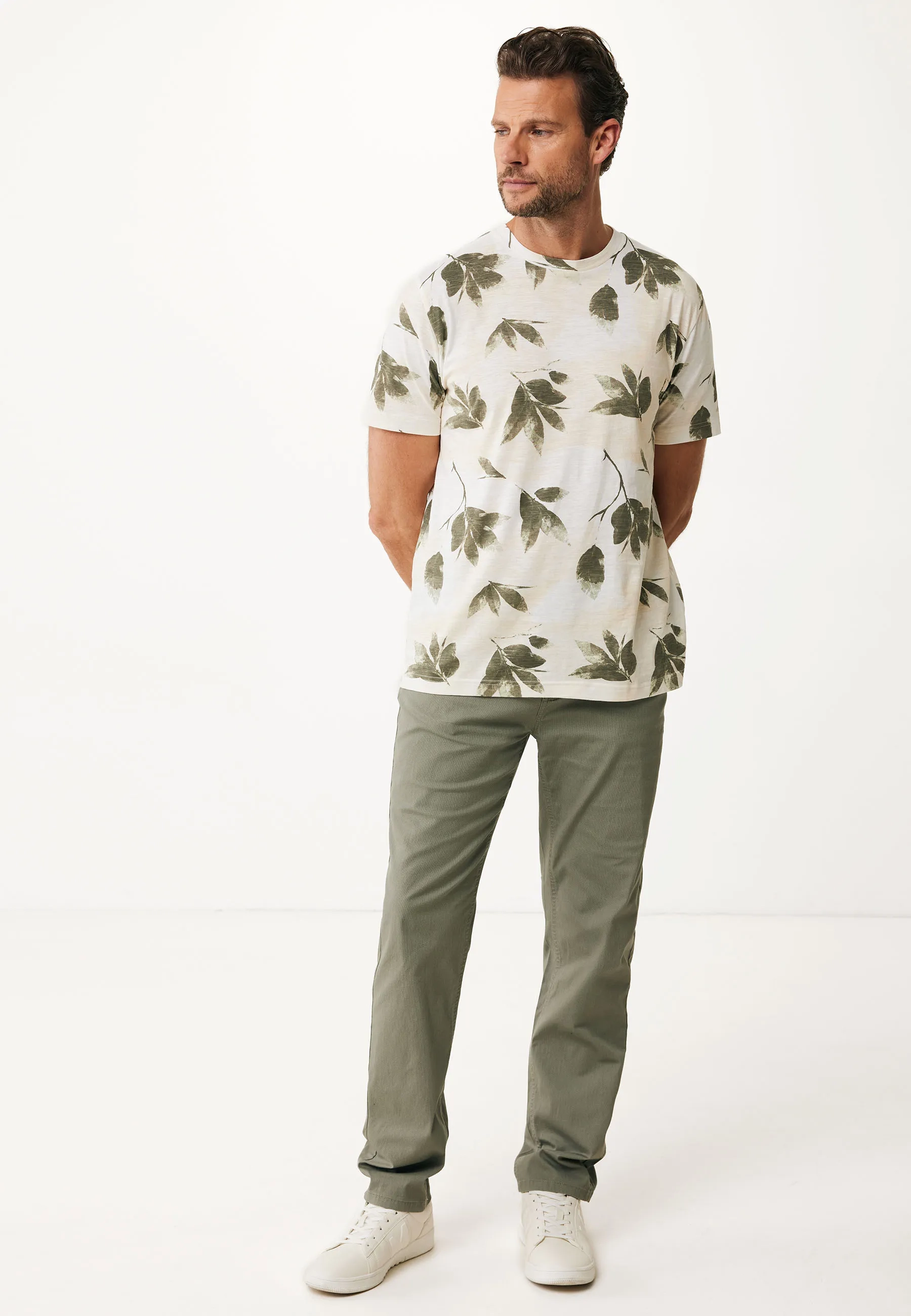 Allover Print Chino Pants Green Sage