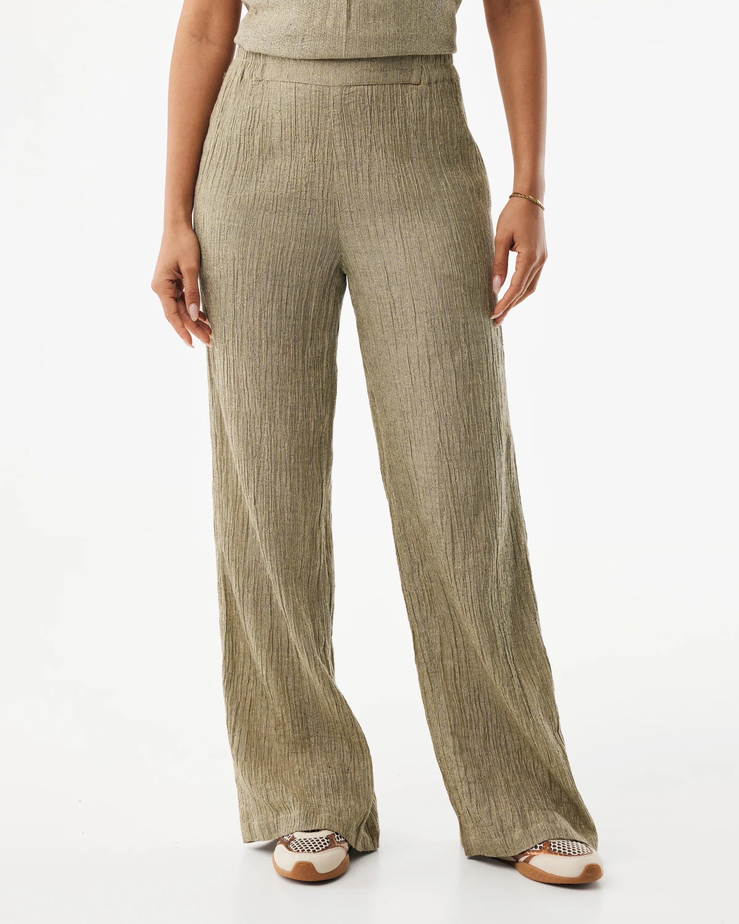 Crincle Pants Wide Leg Gold Glitter