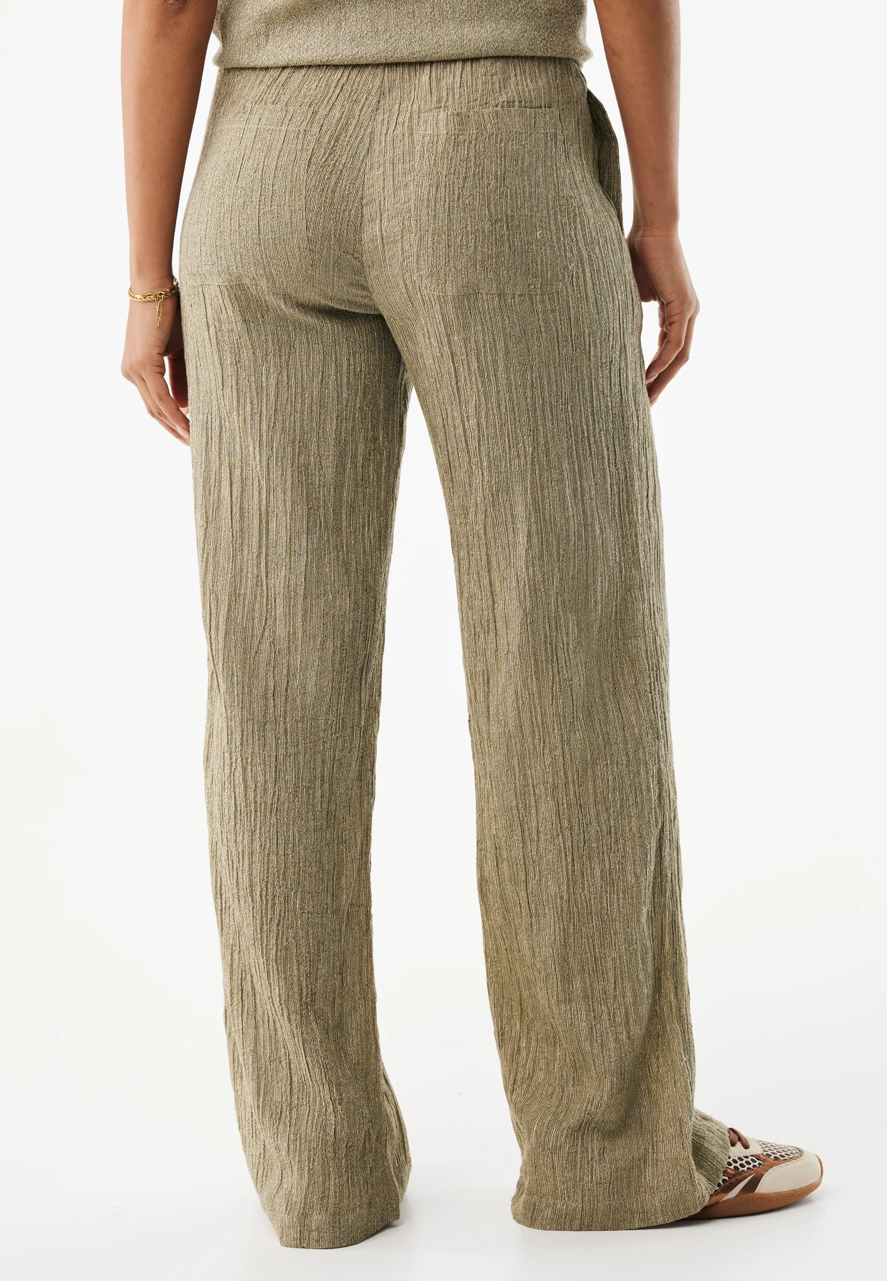 Crincle Pants Wide Leg Gold Glitter